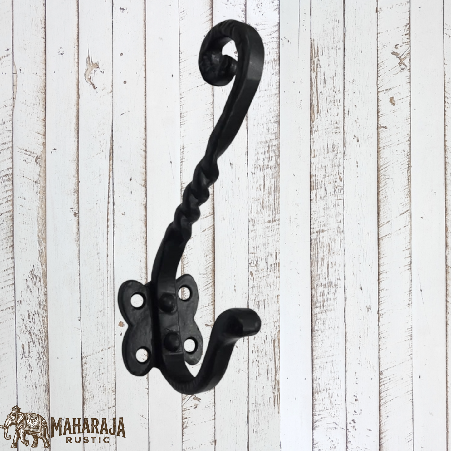 Twisted Forged Iron large coat hook 140mm high