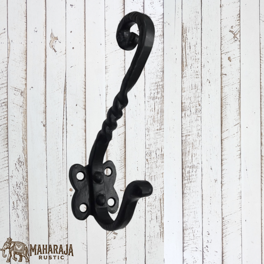 Twisted Forged Iron large coat hook 140mm high
