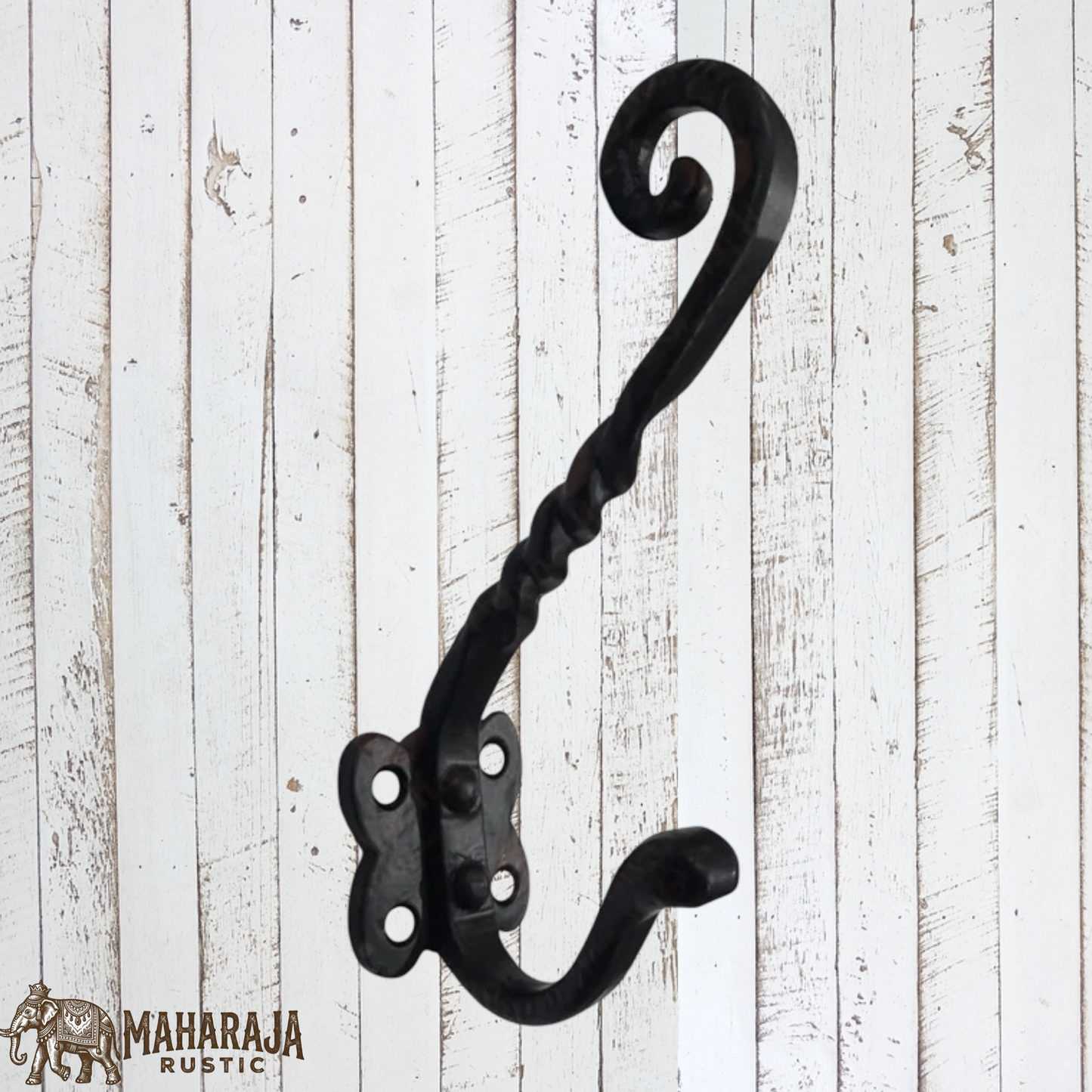 Twisted Forged Iron large coat hook 140mm high