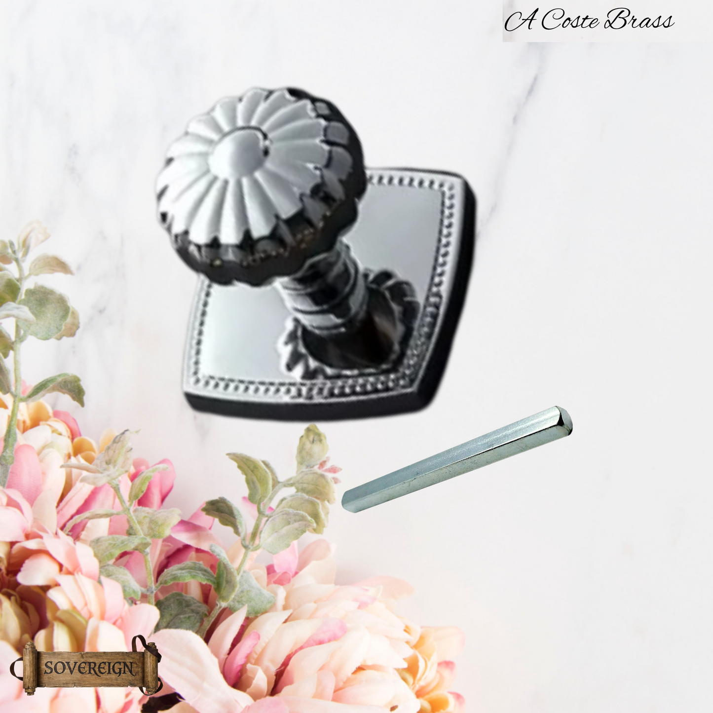 A Costa Sovereign Daisy brass Door knob (3 Finishes)