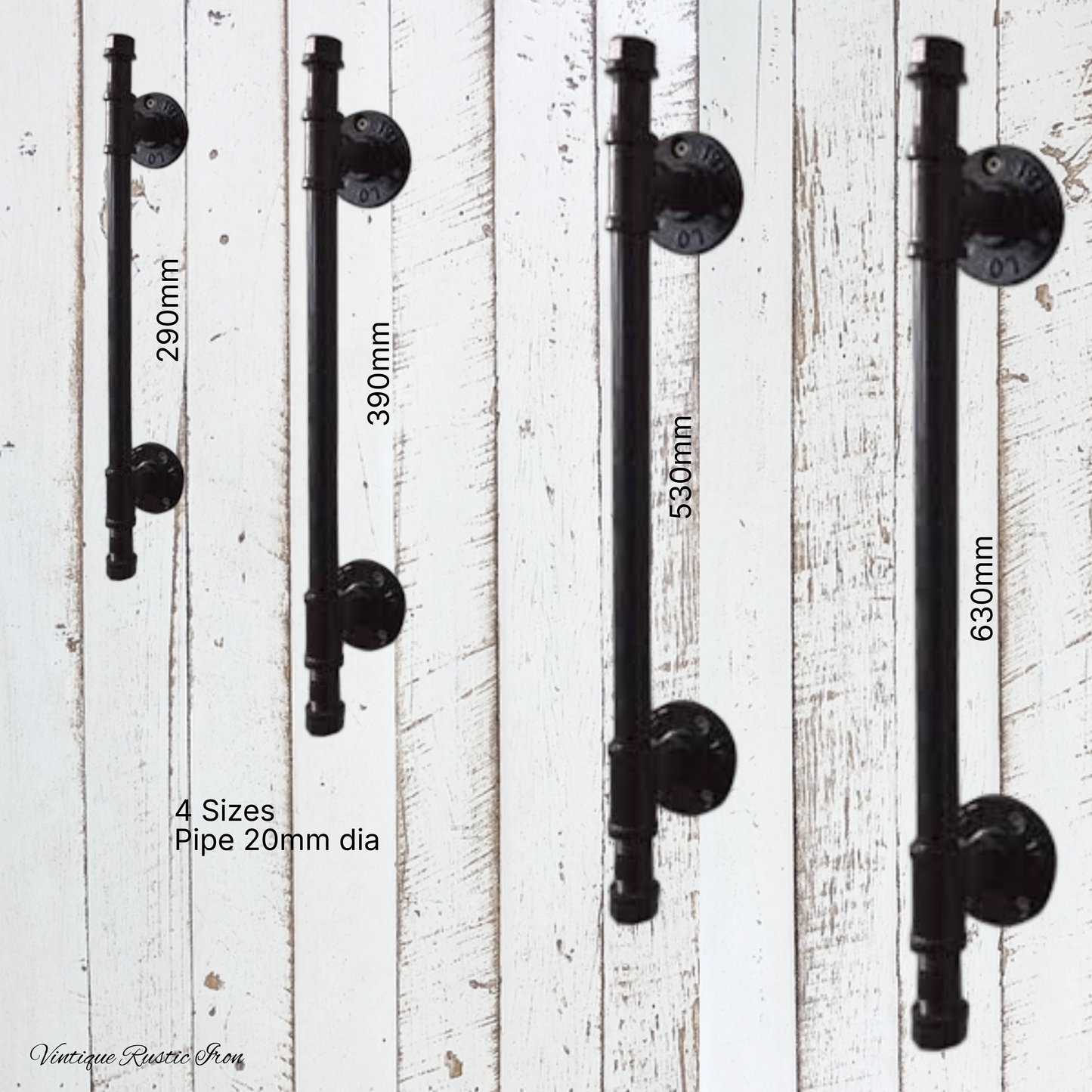 Rustic Iron Tubular pipe Barn Door handle 4 sizes(290-630mm)