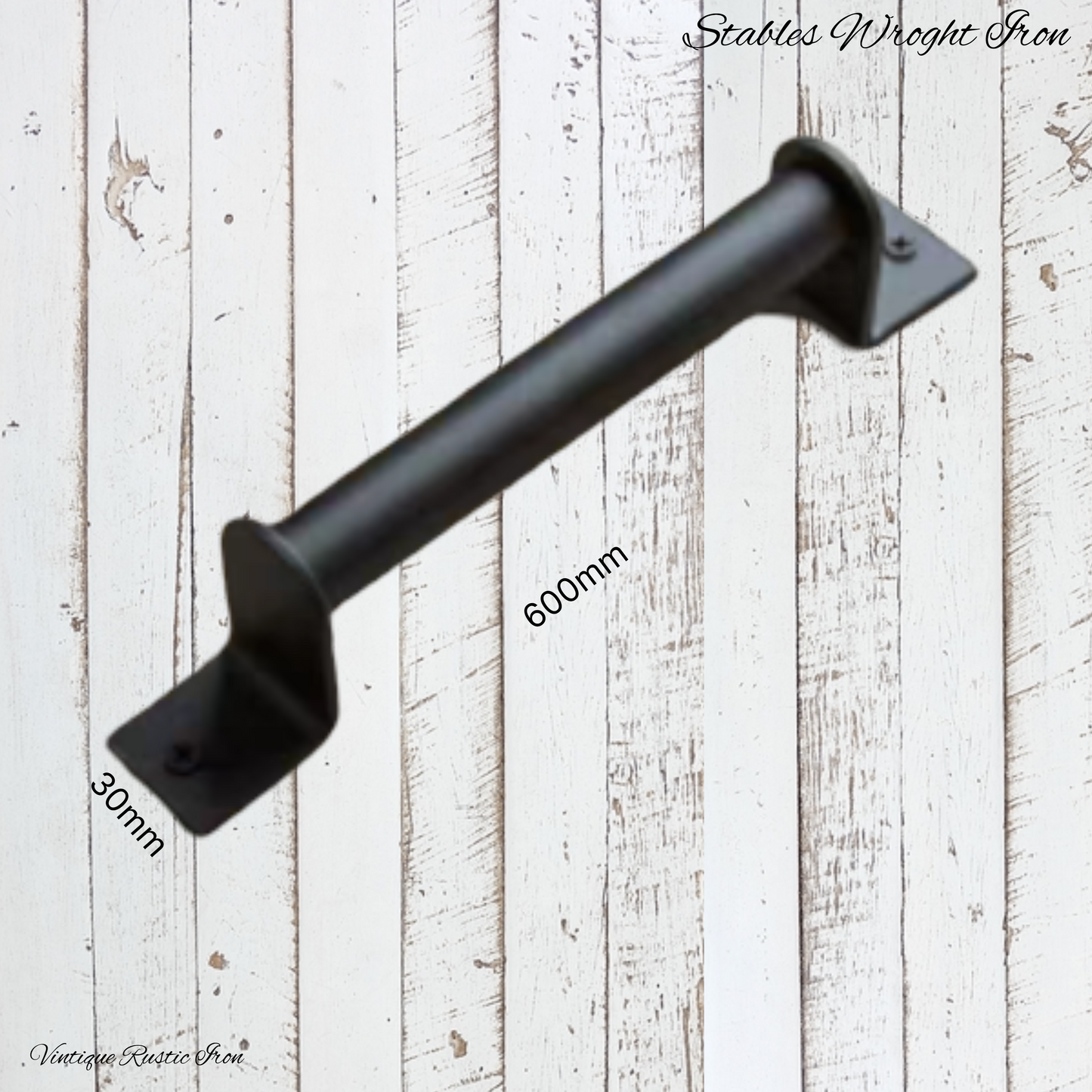 Stables D-handle 600mm Black Tube iron handle