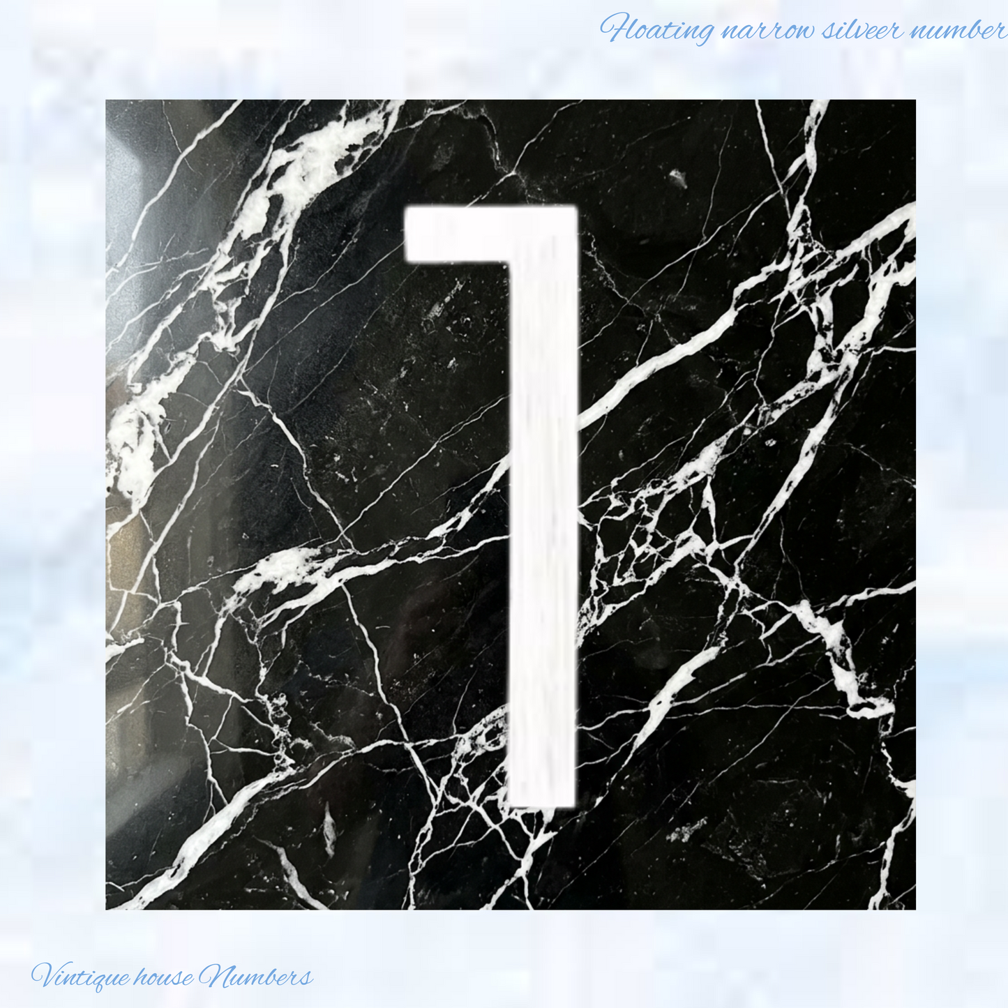 Narrow 150mm 304 stainless steel silver floating Street numbers (0-9)