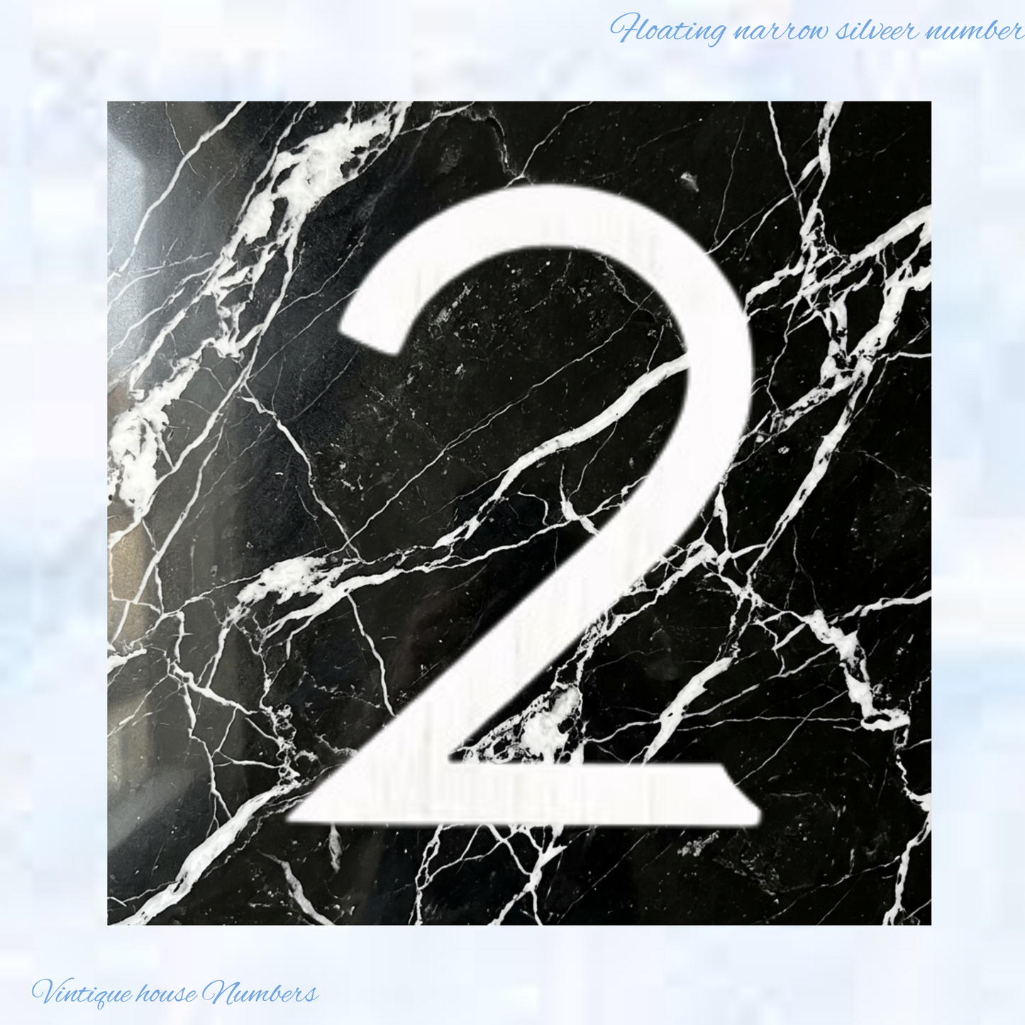 Narrow 150mm 304 stainless steel silver floating Street numbers (0-9)