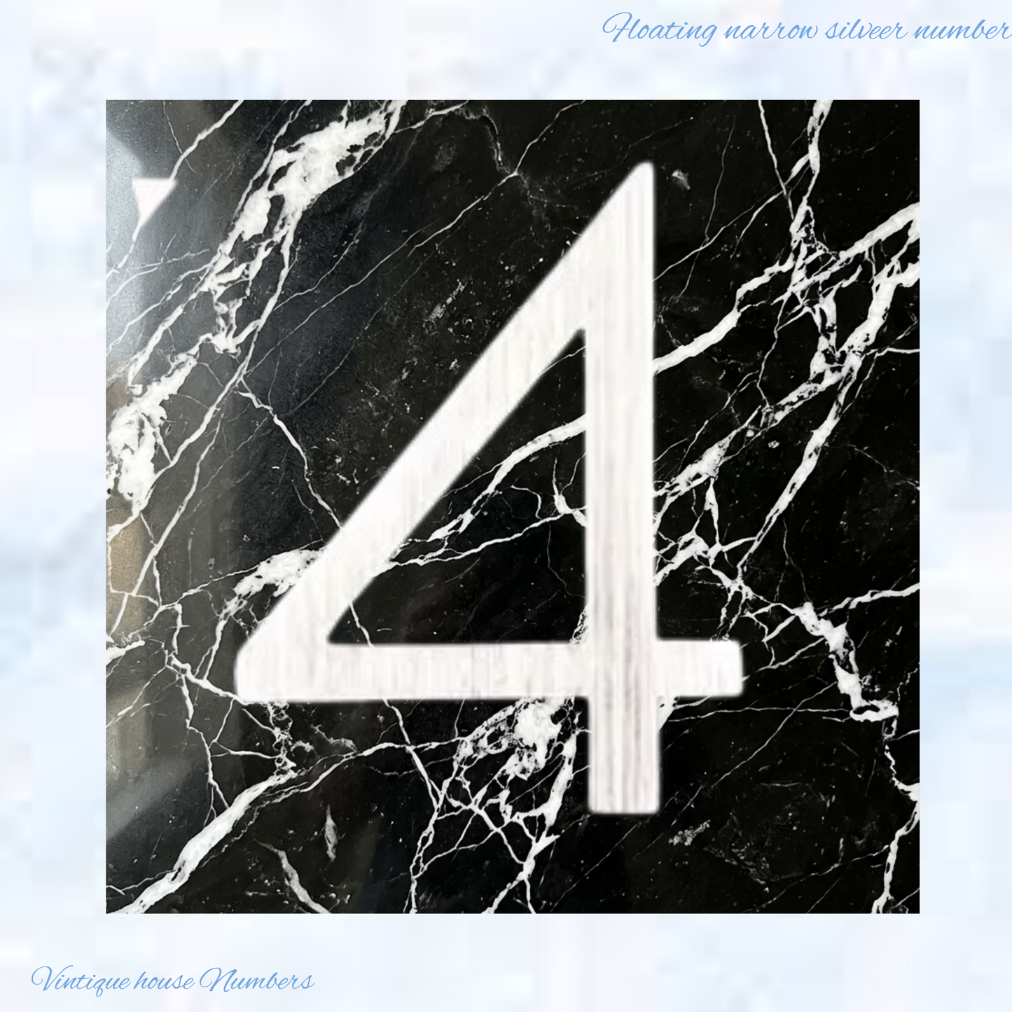 Narrow 150mm 304 stainless steel silver floating Street numbers (0-9)