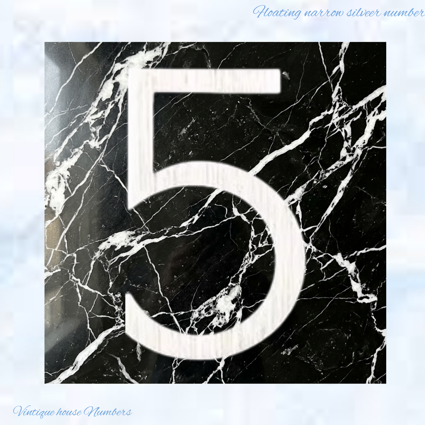 Narrow 150mm 304 stainless steel silver floating Street numbers (0-9)