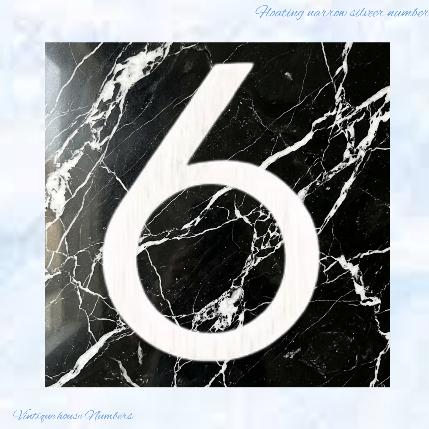 Narrow 150mm 304 stainless steel silver floating Street numbers (0-9)