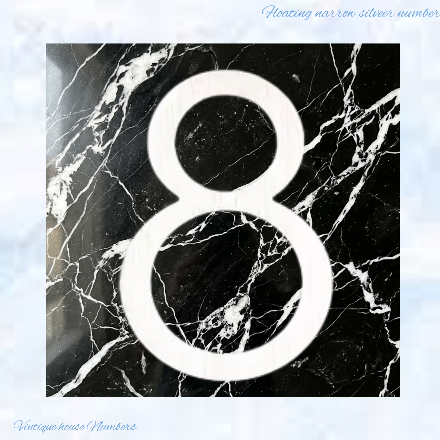 Narrow 150mm 304 stainless steel silver floating Street numbers (0-9)