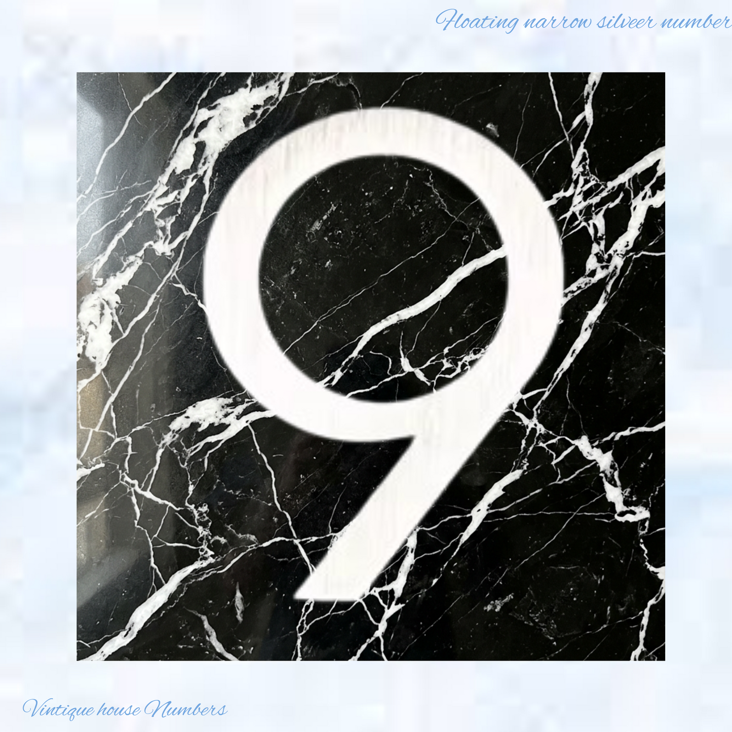 Narrow 150mm 304 stainless steel silver floating Street numbers (0-9)