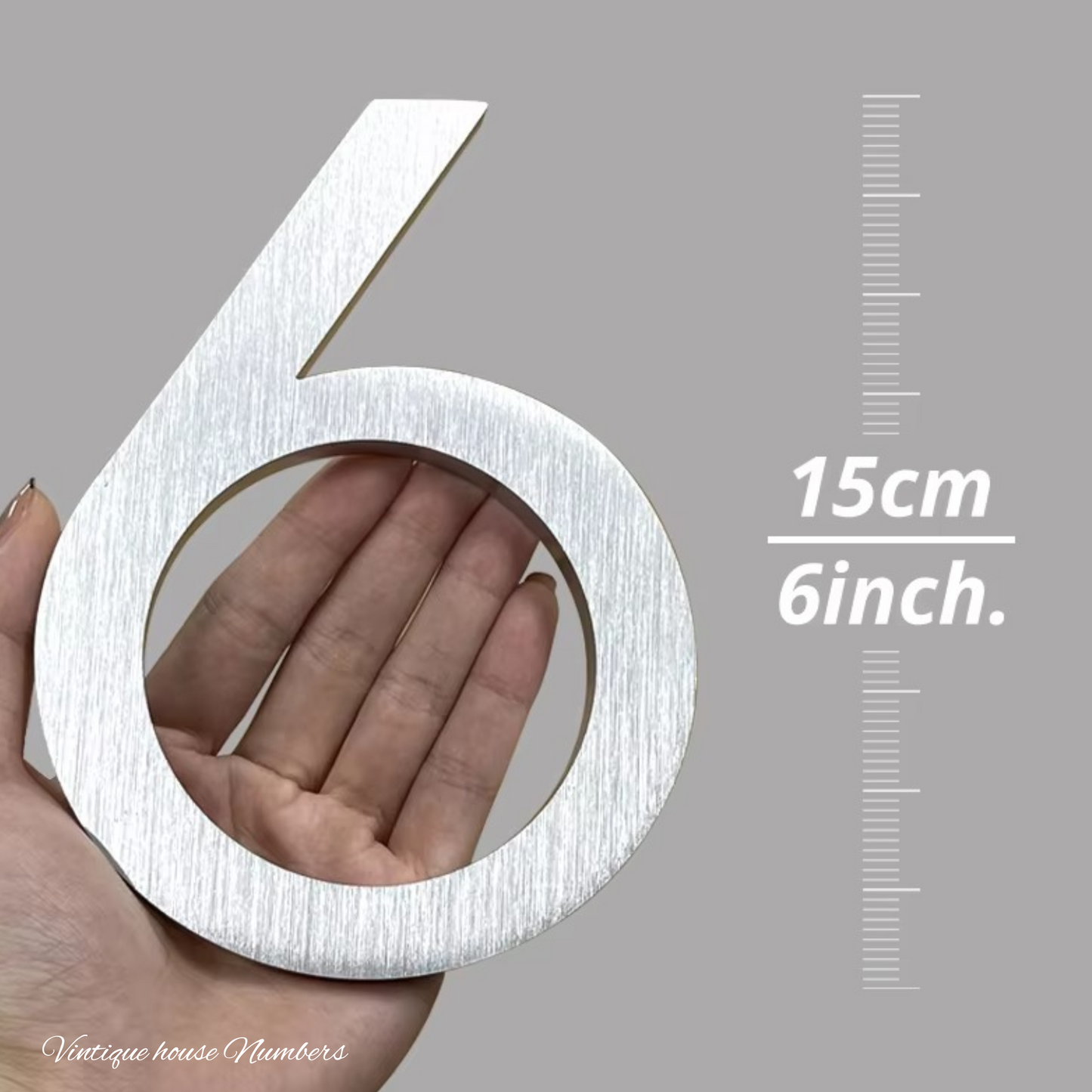 Narrow 150mm 304 stainless steel silver floating Street numbers (0-9)