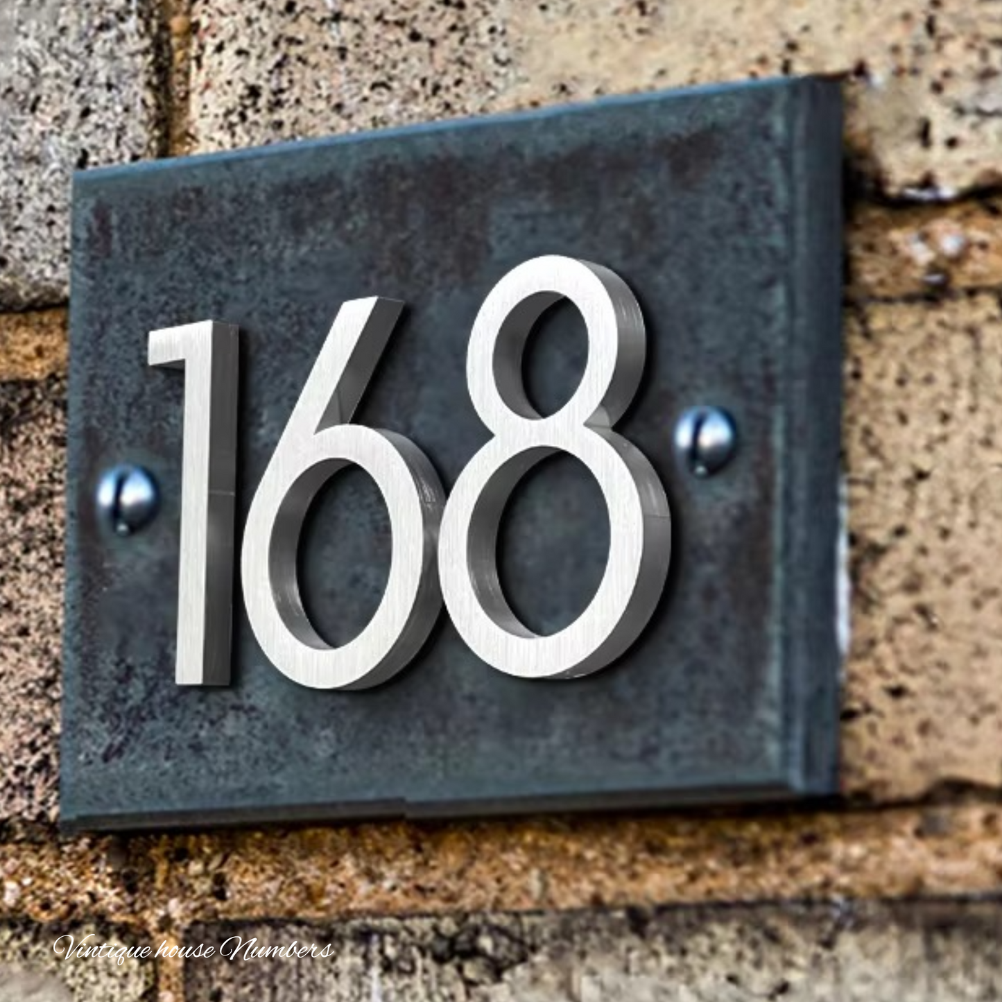 Narrow 150mm 304 stainless steel silver floating Street numbers (0-9)