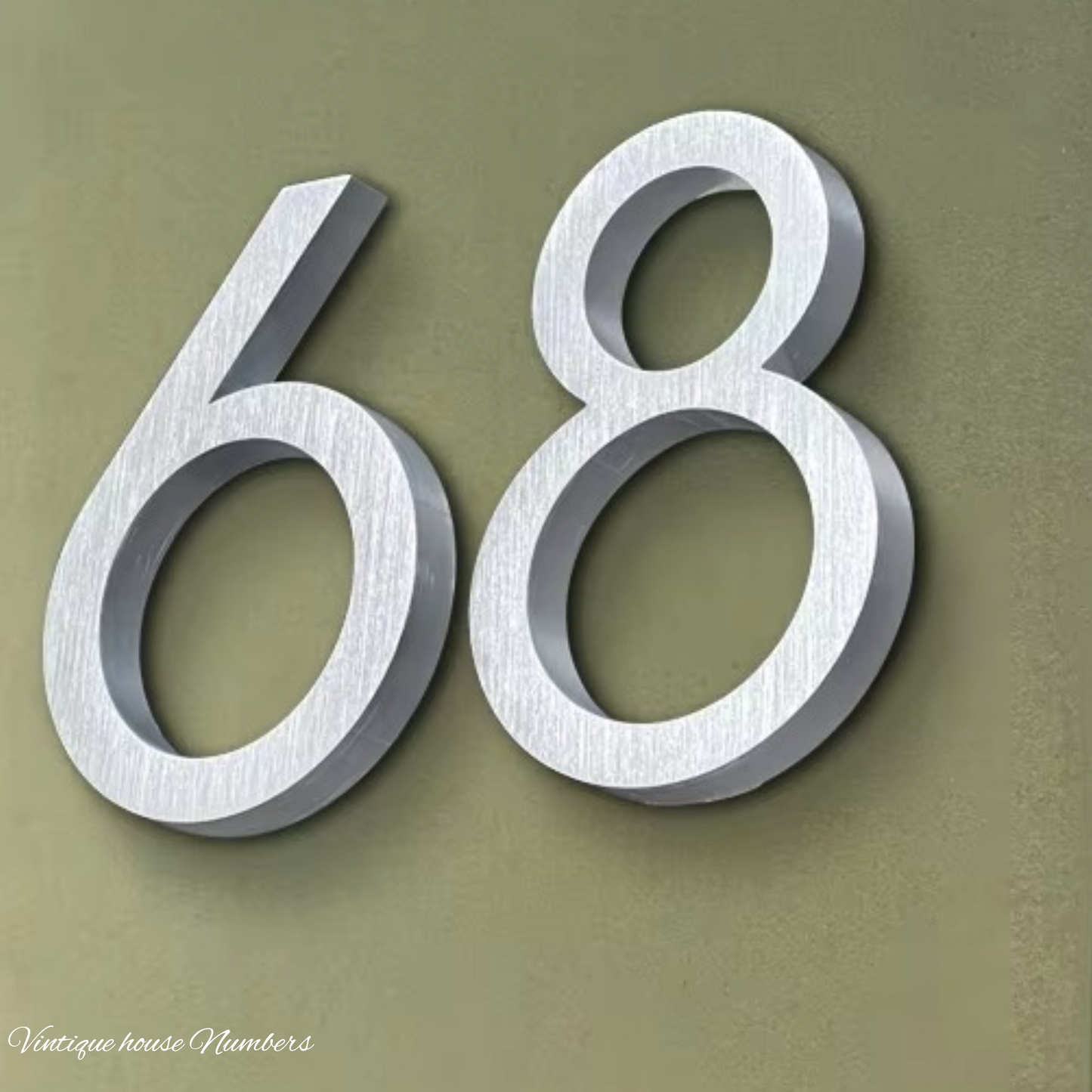 Narrow 150mm 304 stainless steel silver floating Street numbers (0-9)