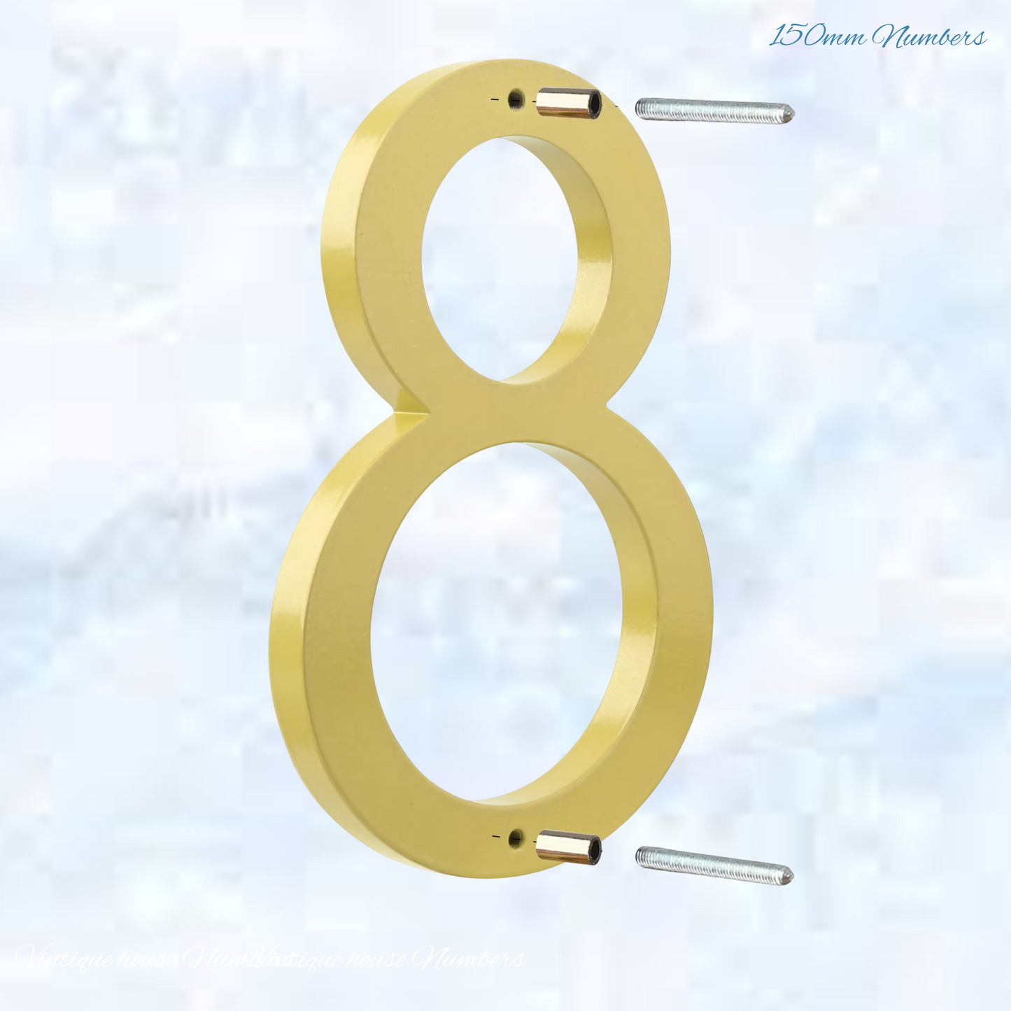 Narrow 150mm 304 Gold Aluminium floating Street numbers (0-9)