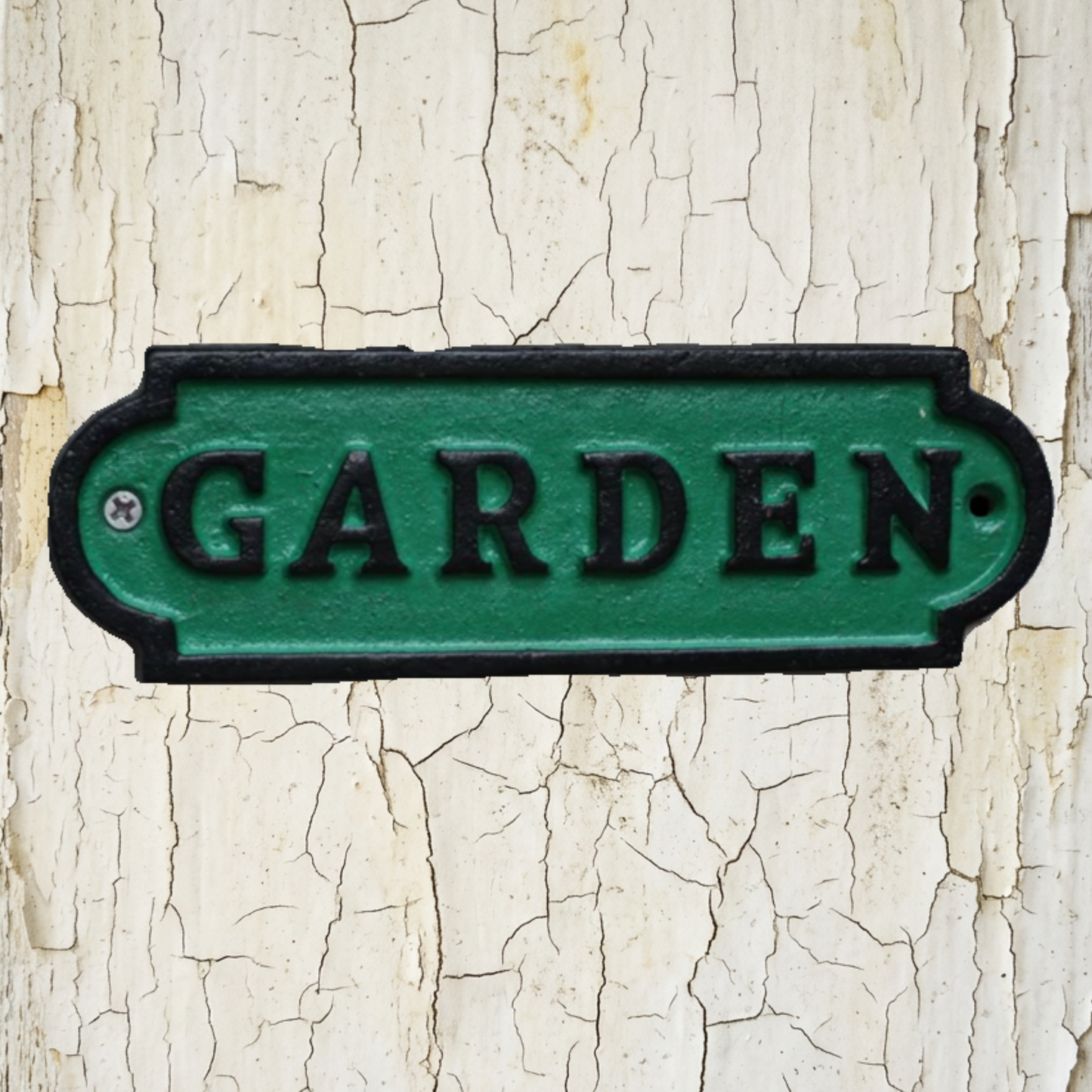 Rustic cast Iron GARDEN sign green/black 180mm x 60mm