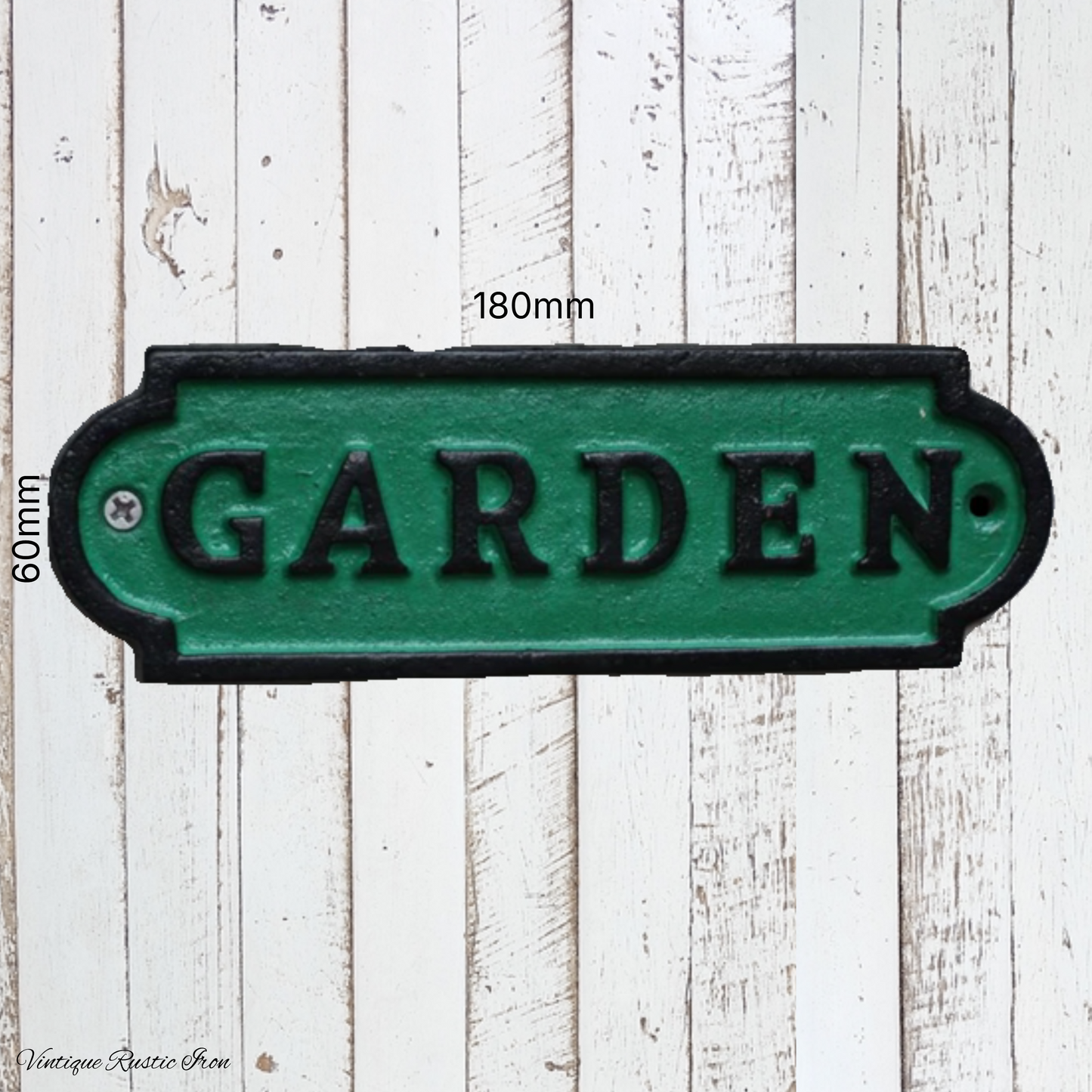 Rustic cast Iron GARDEN sign green/black 180mm x 60mm