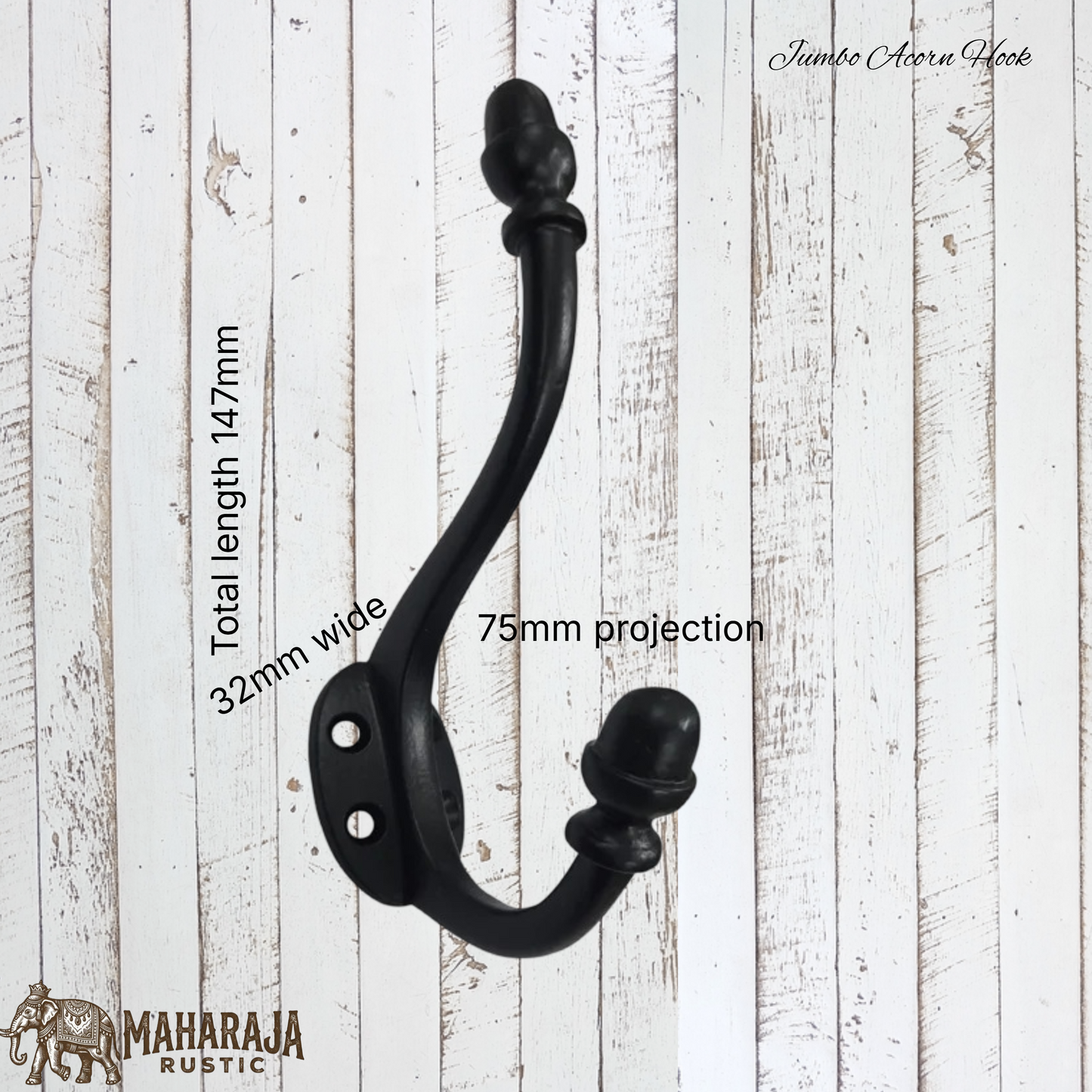 Jumbo Riustic Iron acorn Coat hook 147mm high (MAJ842)