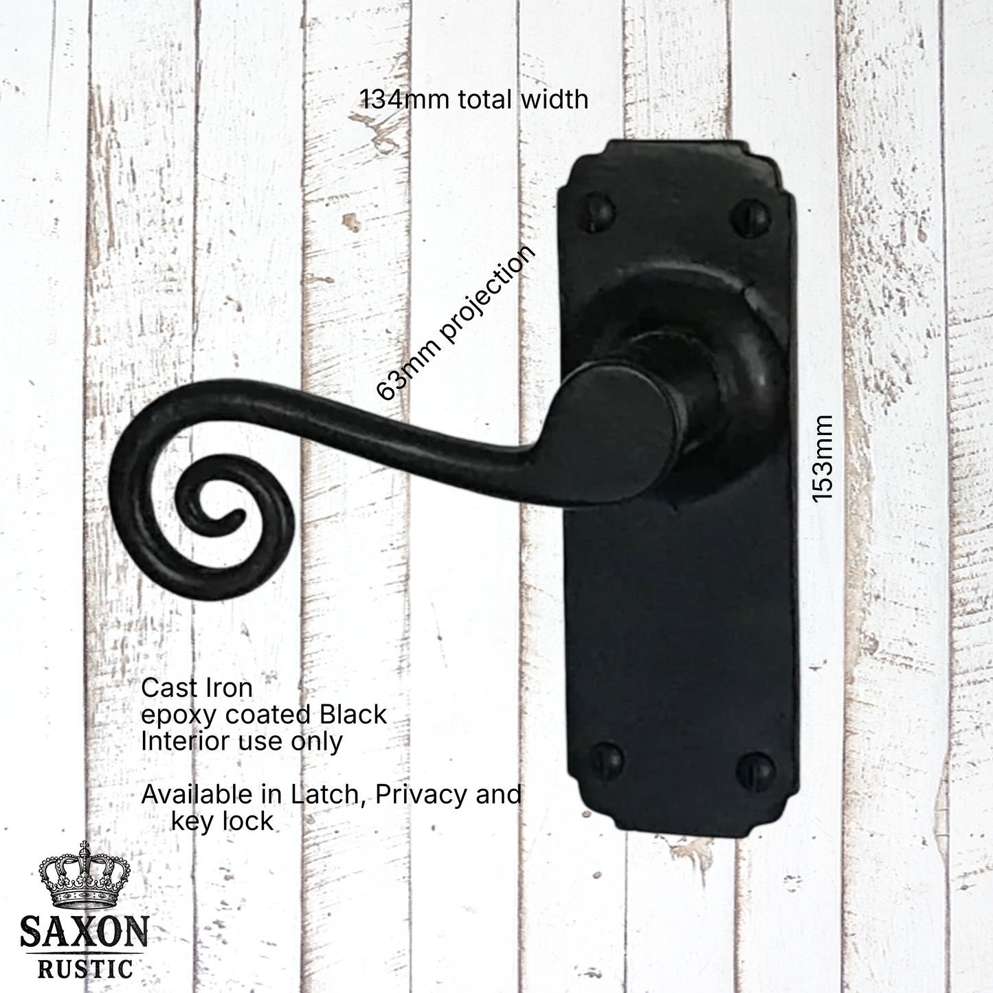 cast iron Monkey Tail Lever Handles Black (3 types)