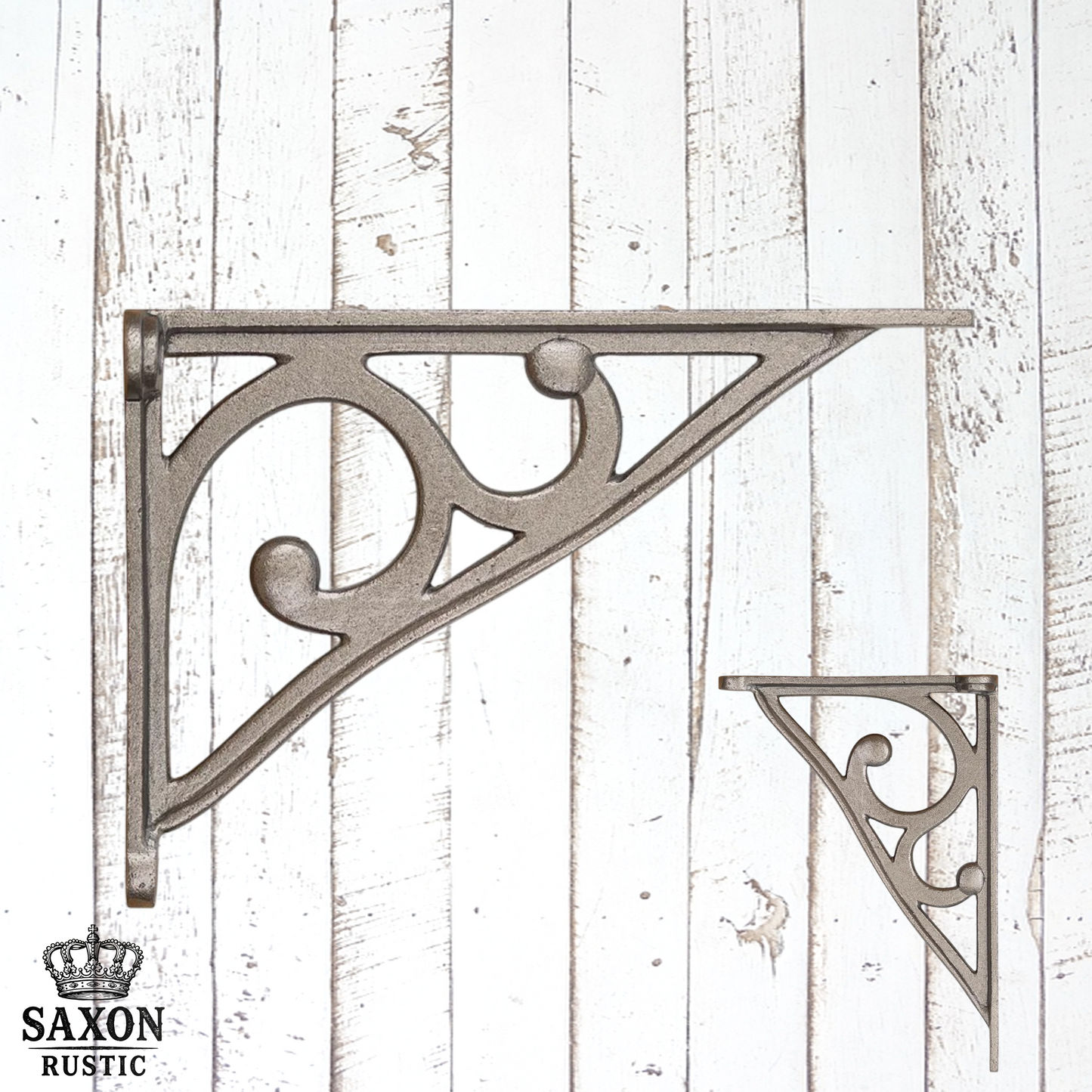 Premium Clear Lacquered Koru Cast iron shelf bracket 195mm x140mm