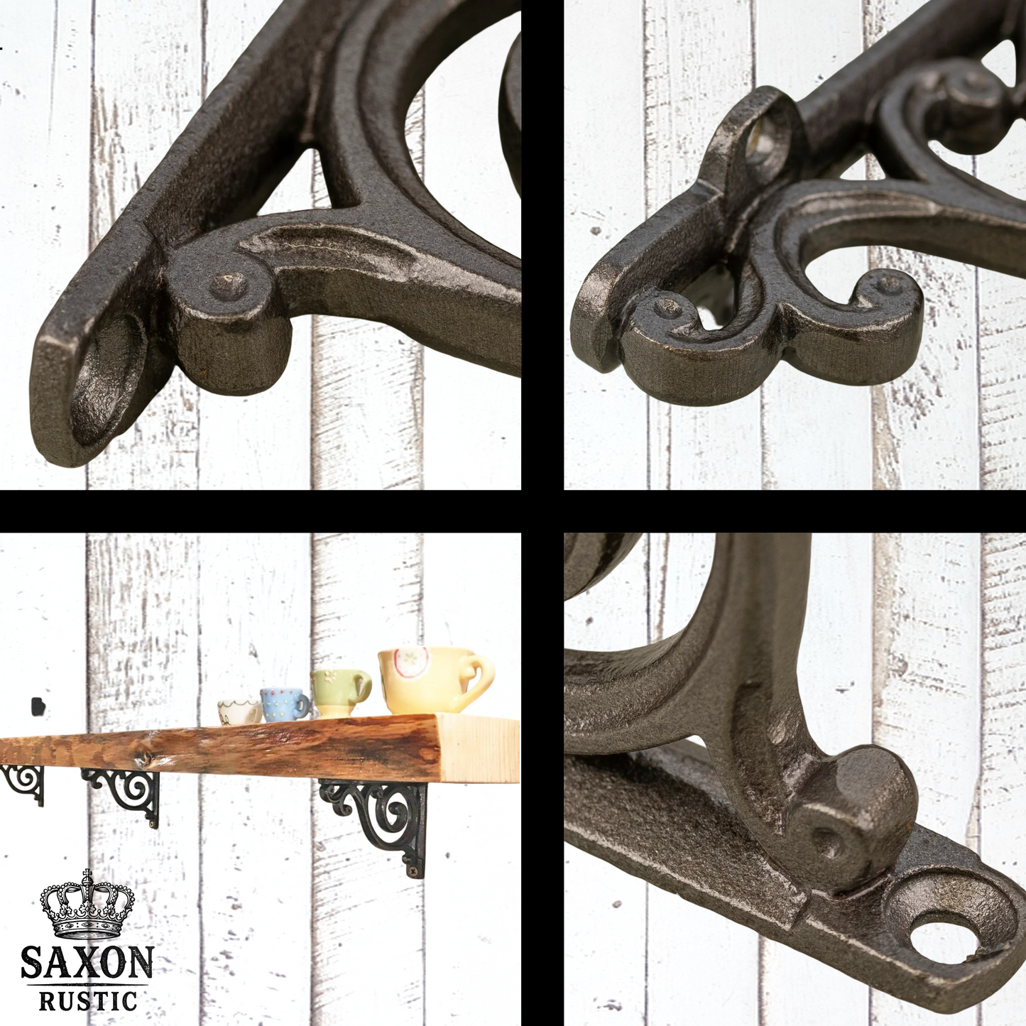 Premium Clear Lacquered Paisley Cast iron shelf bracket 103mm x 92mm