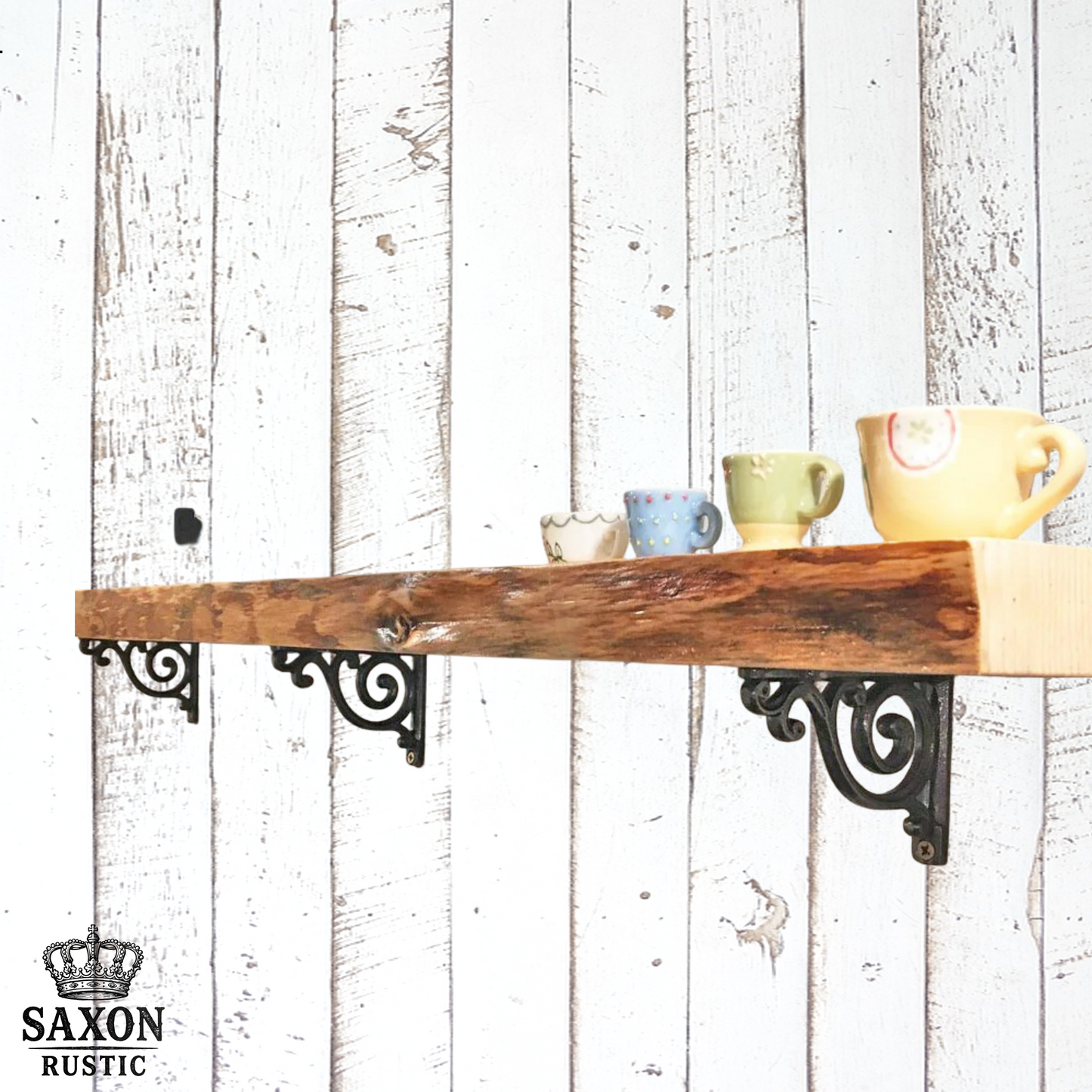 Premium Clear Lacquered Paisley Cast iron shelf bracket 103mm x 92mm