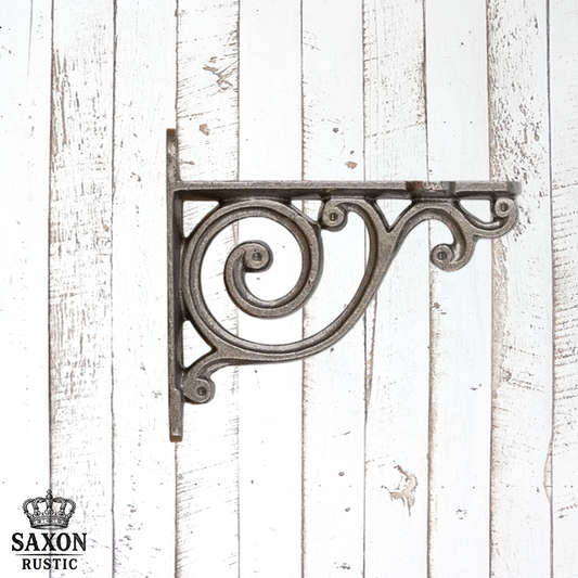 Premium Clear Lacquered Paisley Cast iron shelf bracket 103mm x 92mm