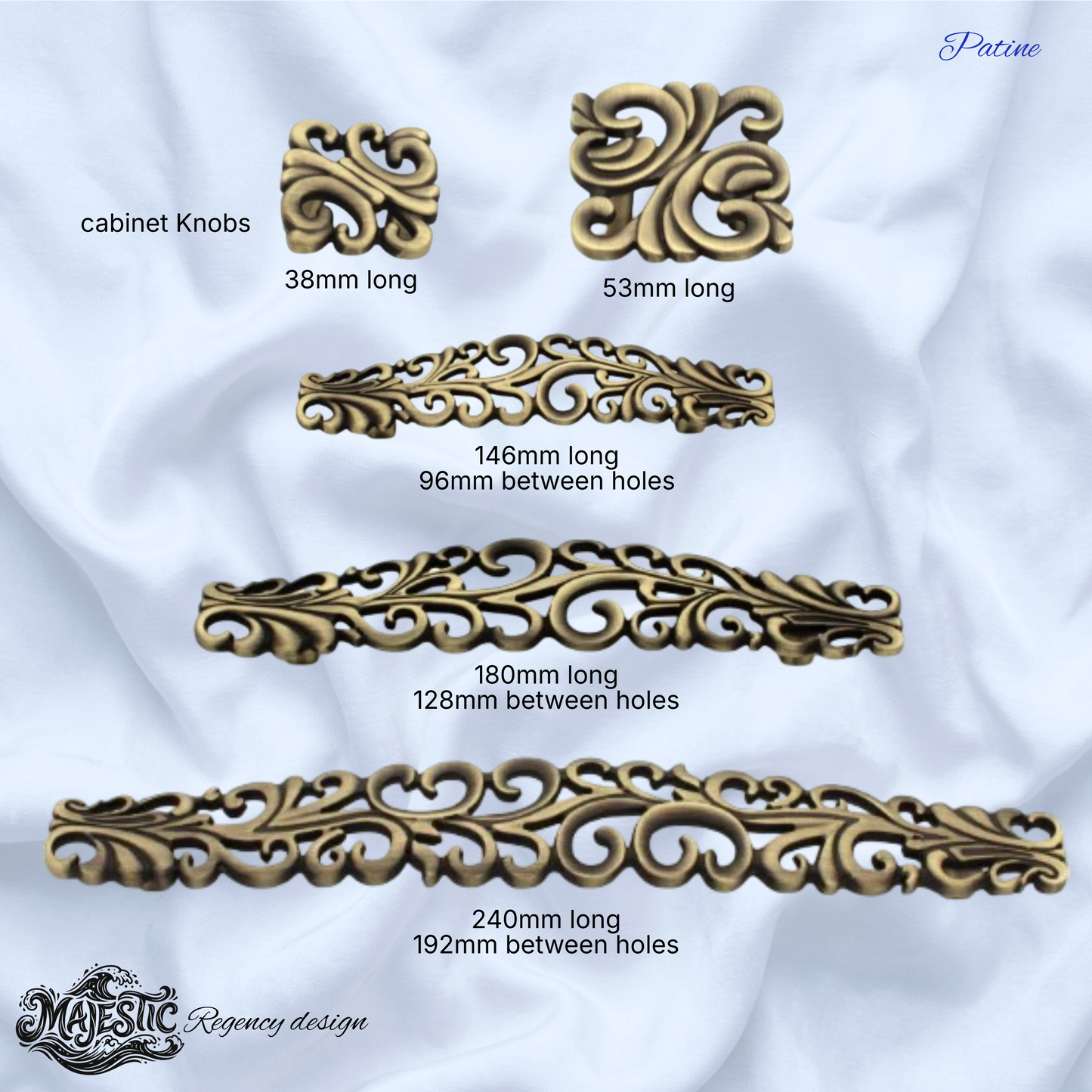 Patene Regency antique design cabinet knob & Handles