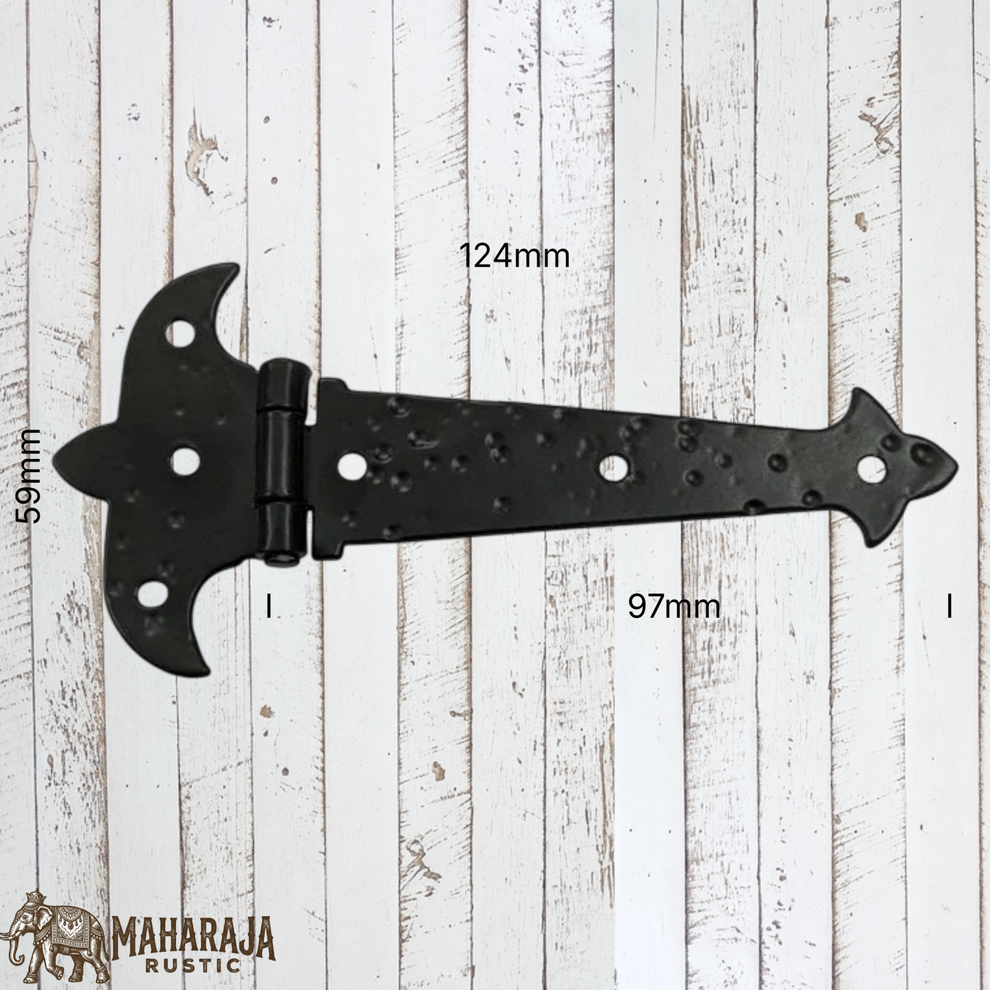 Tudor Rustic cast Iron spear T-Hinge 124mm x59mm (MAJ-845)