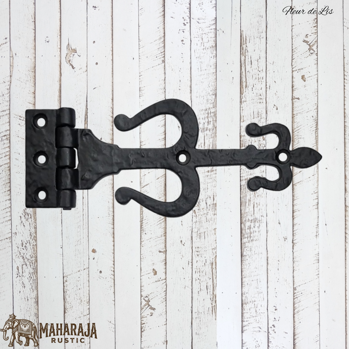 Fleur De Lis Black Antique cast Iron T Hinge 161mmx51mm (MAJ-851)