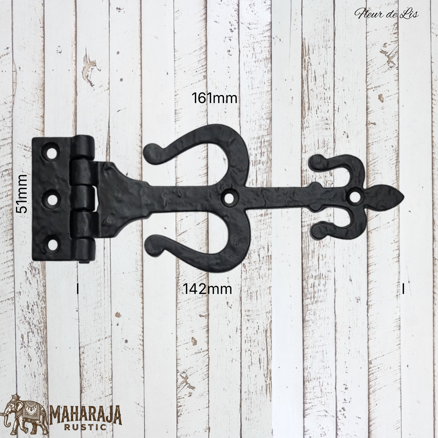 Fleur De Lis Black Antique cast Iron T Hinge 161mmx51mm (MAJ-851)