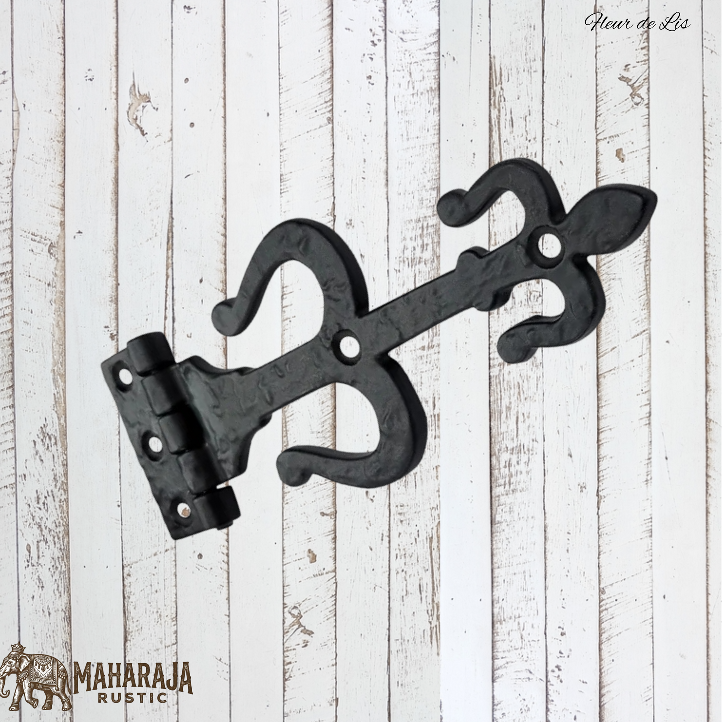 Fleur De Lis Black Antique cast Iron T Hinge 161mmx51mm (MAJ-851)