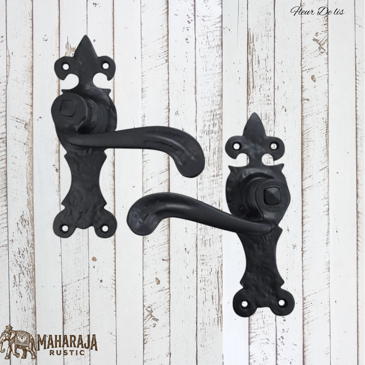 Fleur de lis cast iron Door handle-lever type (MAJ-854) 167mm long