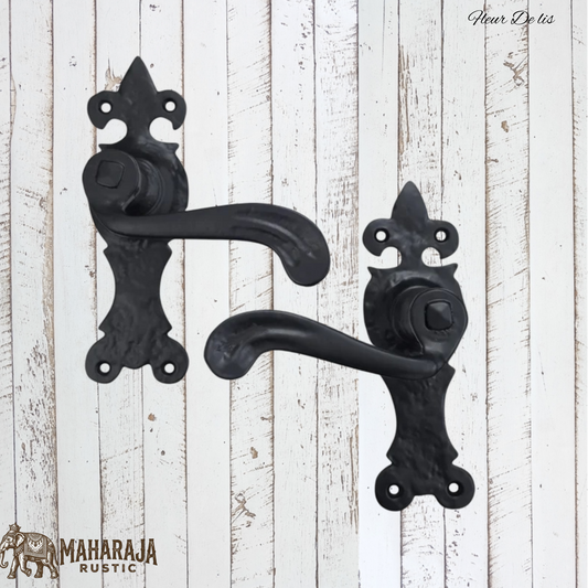 Fleur de lis cast iron Door handle-lever type (MAJ-854) 167mm long