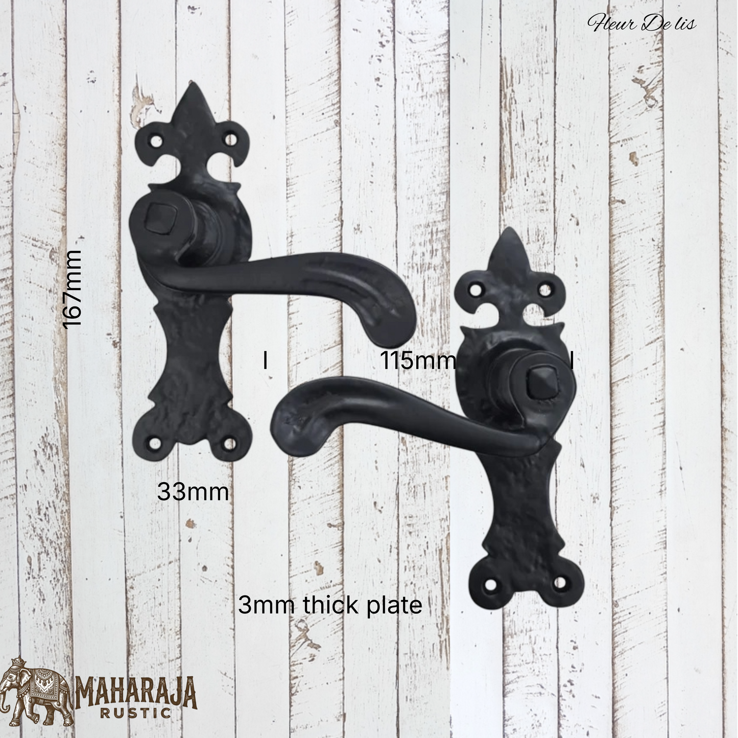 Fleur de lis cast iron Door handle-lever type (MAJ-854) 167mm long