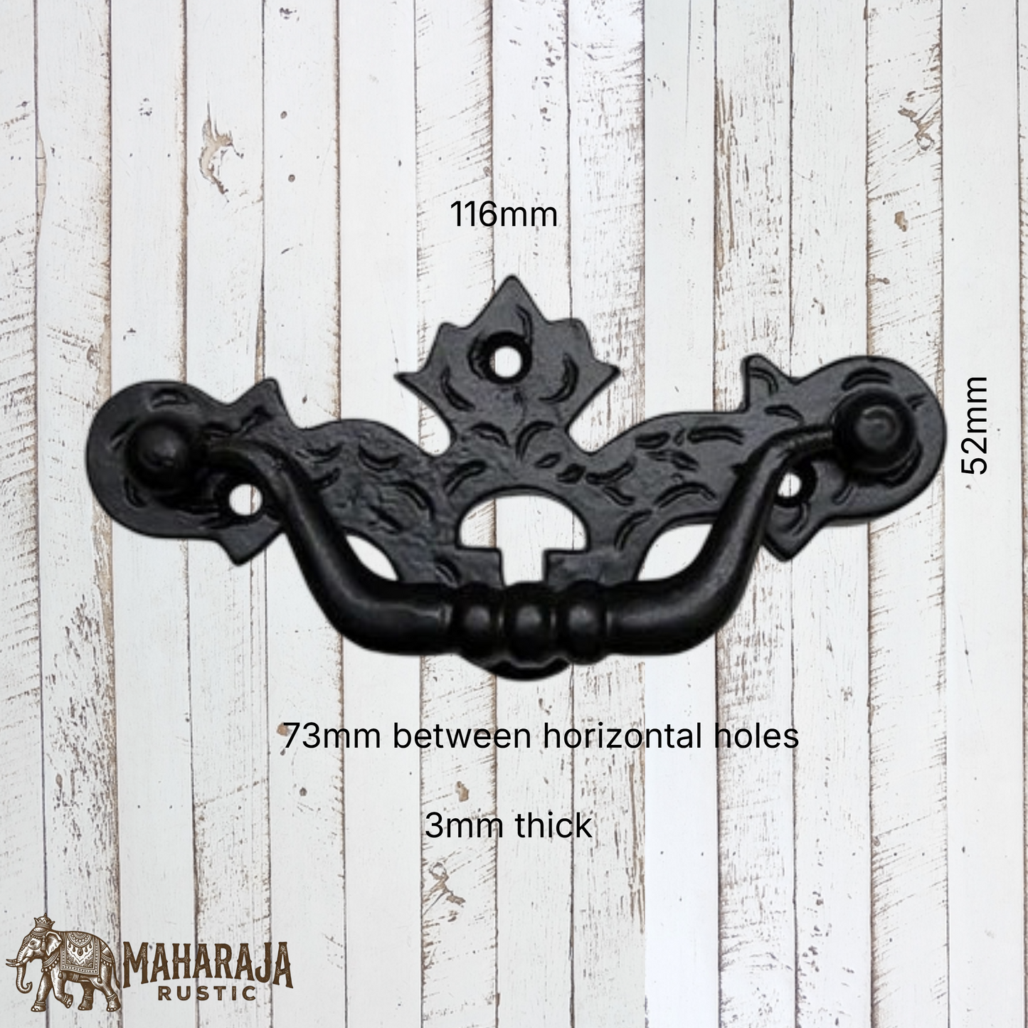 Cast Iron Crown Drawer Pull 116mm x 55mm