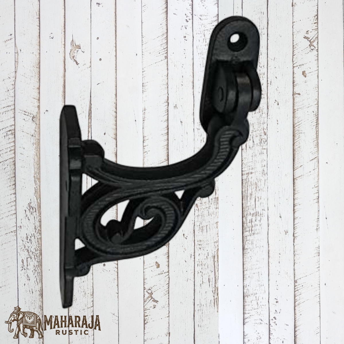 Ornate Iron stair rail bracket black (swivel seat) (MAJ-864)