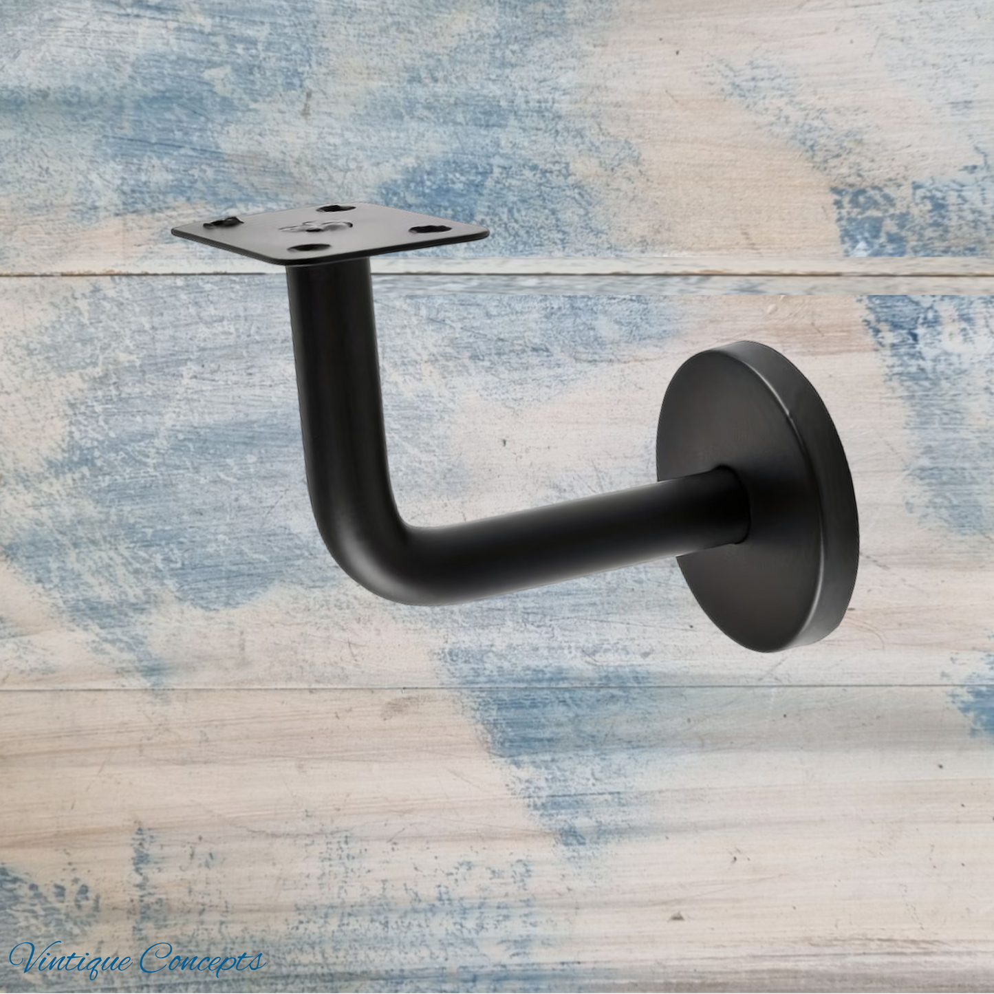 Black Stainless steel stair rail bracket black (Flat seat)
