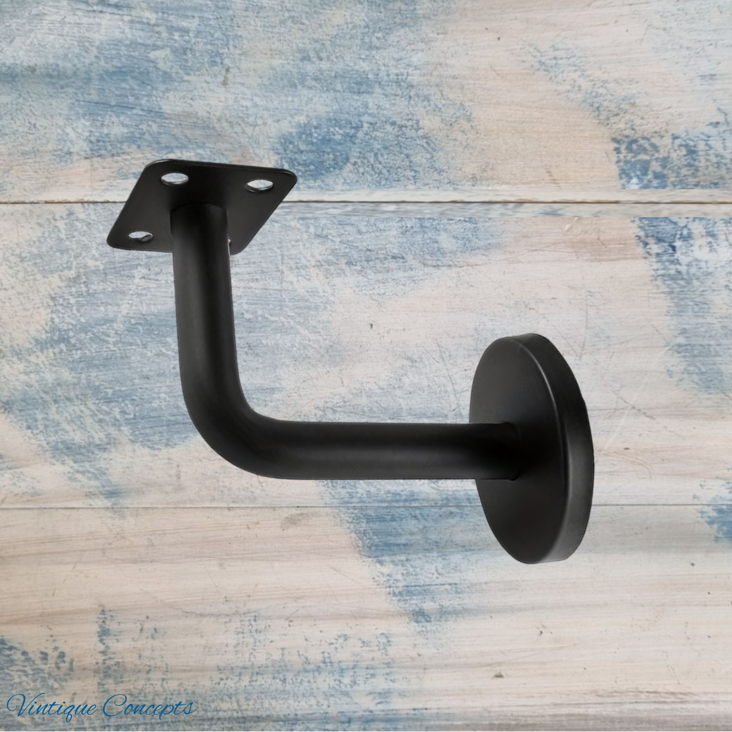 Black Stainless steel stair rail bracket black (Flat seat)