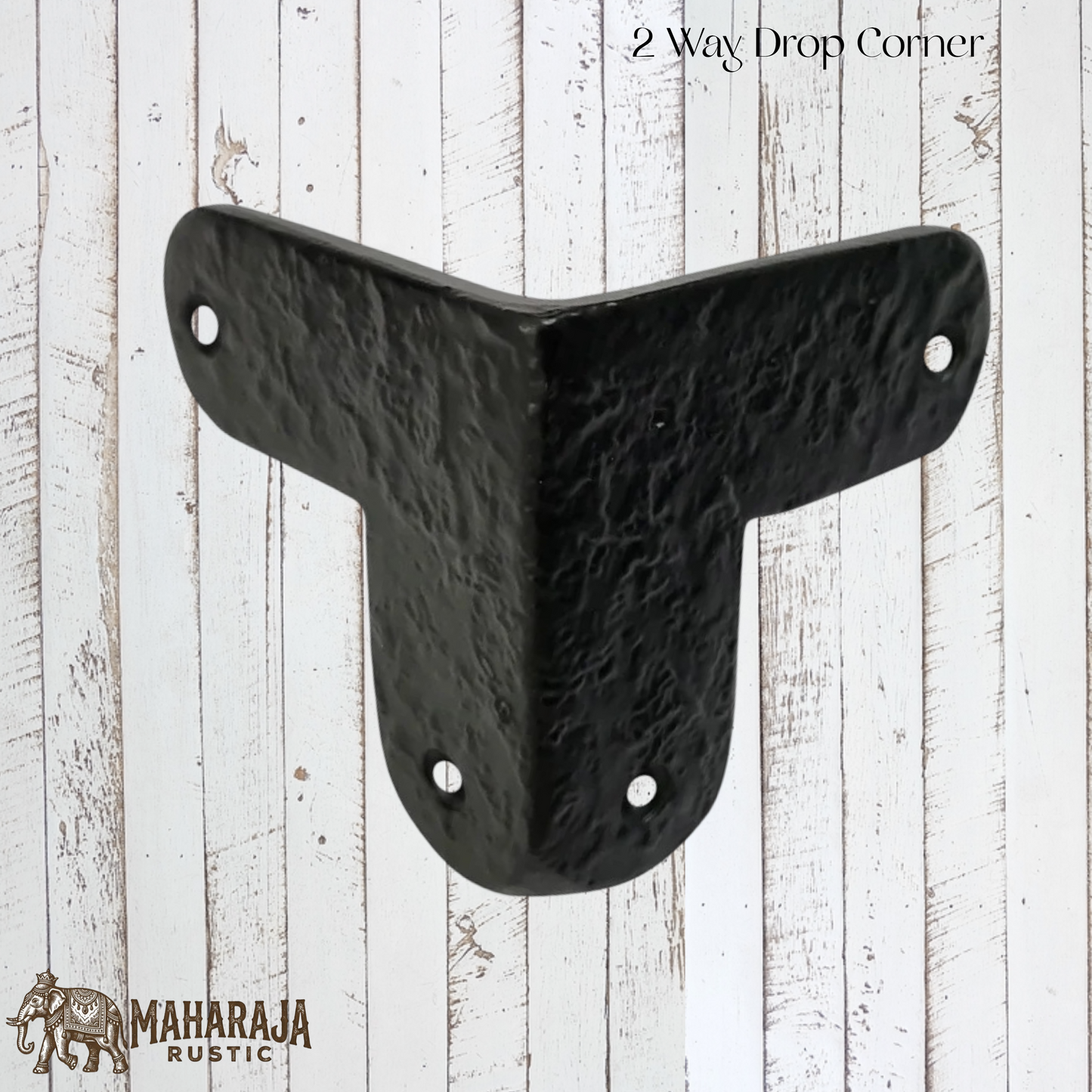 Forged Black 2 way corner strap  (each) 71x71mm (MAJ-872)