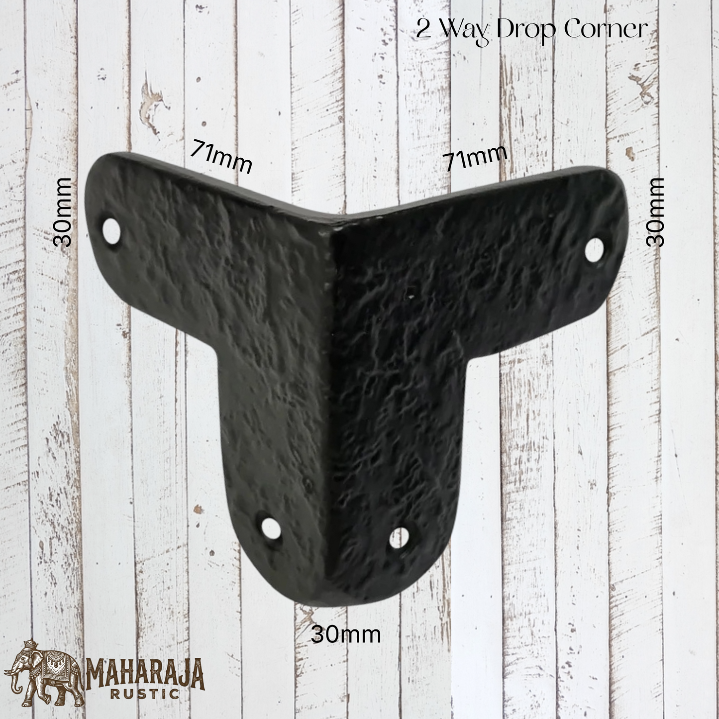 Forged Black 2 way corner strap  (each) 71x71mm (MAJ-872)
