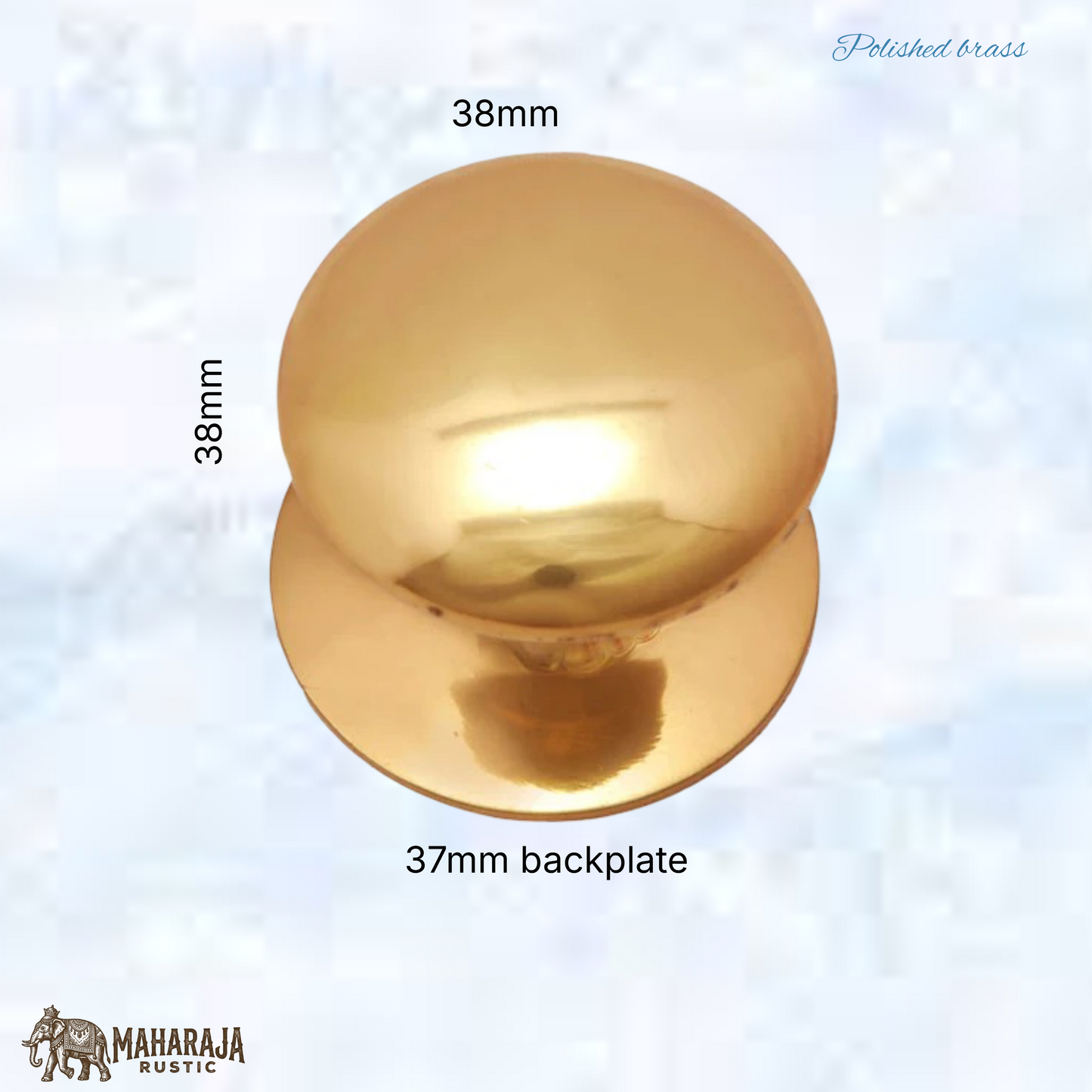 Classic Solid Polished Brass With back plate Cabinet knob 32mm dia (MAJ-875/38)