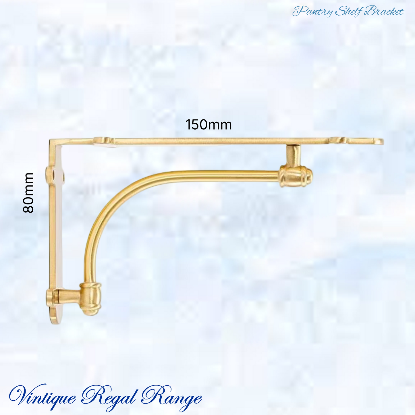 Regal Brushed Tubular Brass PANTRY Shelf bracket 150mm x 80mm