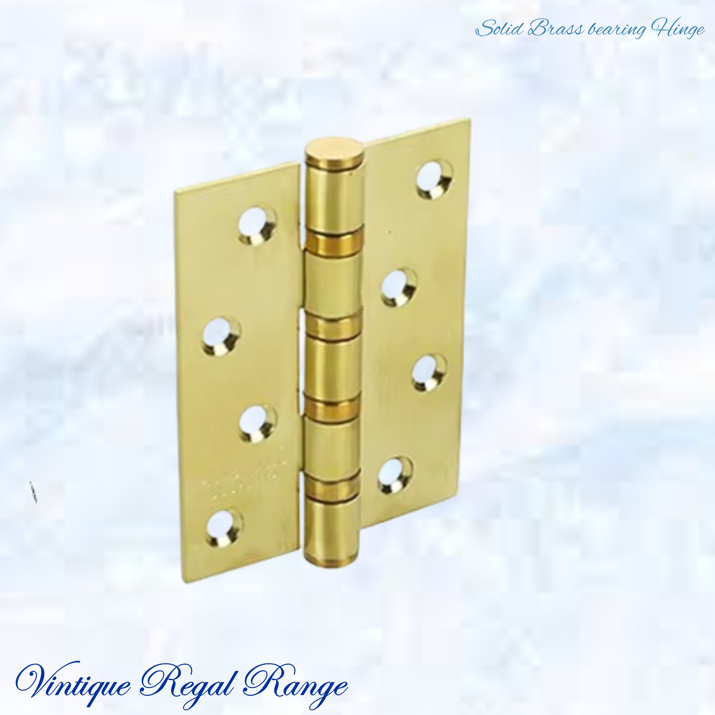 Heavy duty Solid Brushed Brass Bearing Hinge 100mm high-3mm Thick