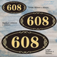 Custom Oval Acrylic Black/Gold house number (  3 sizes)