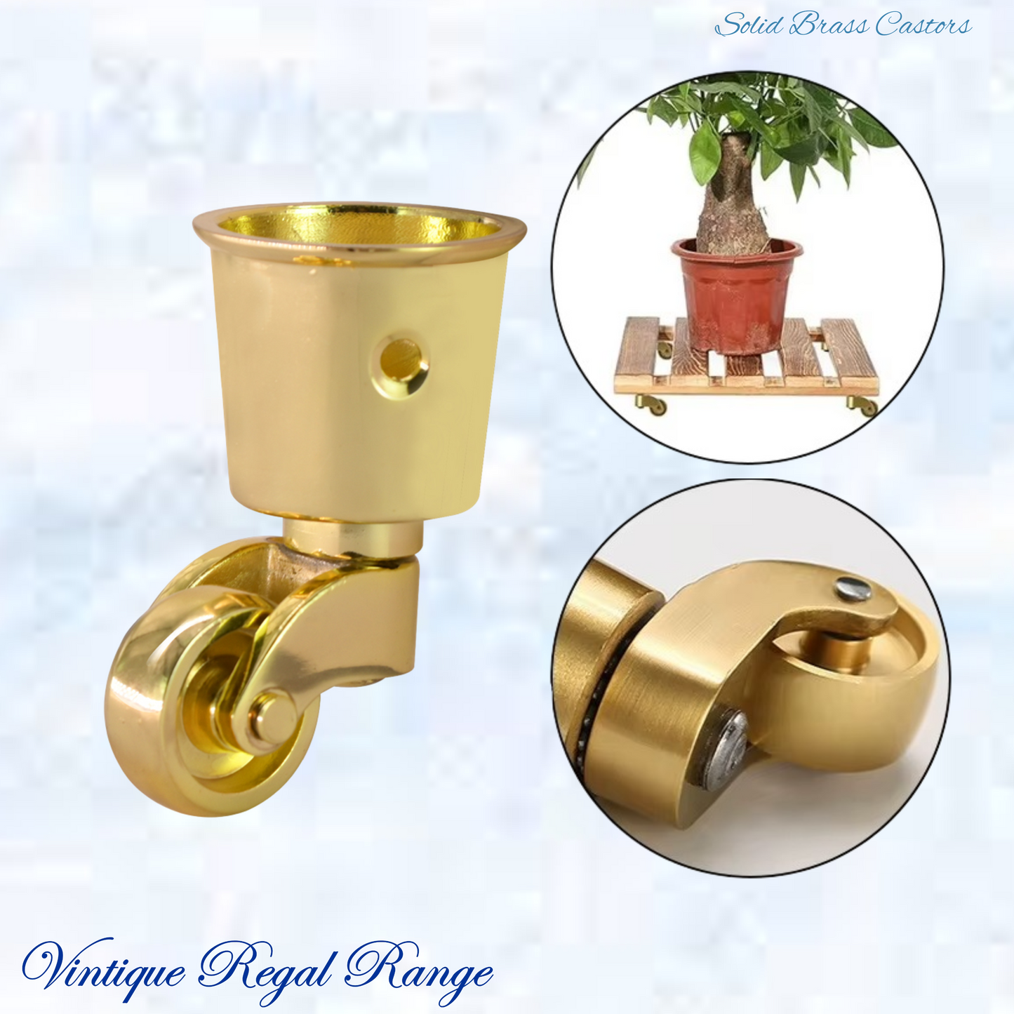 Round Cup Brass castor wheel -25mm wheel- 37mm cup