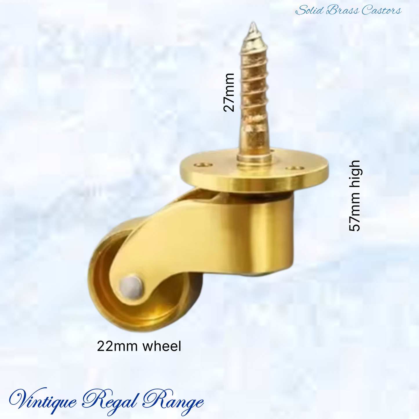 Screw fix Brass castor wheel -22mm wheel- 57mm