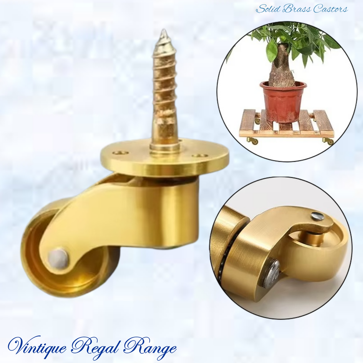 Screw fix Brass castor wheel -22mm wheel- 57mm