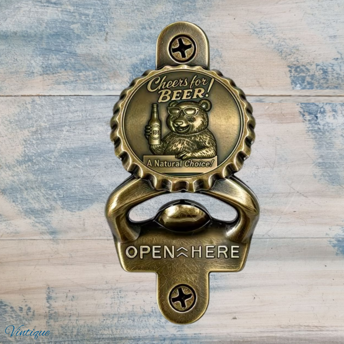 Cheers for Beer- Bronze Wall Mounted Vintage Bottle opener for beer bottles