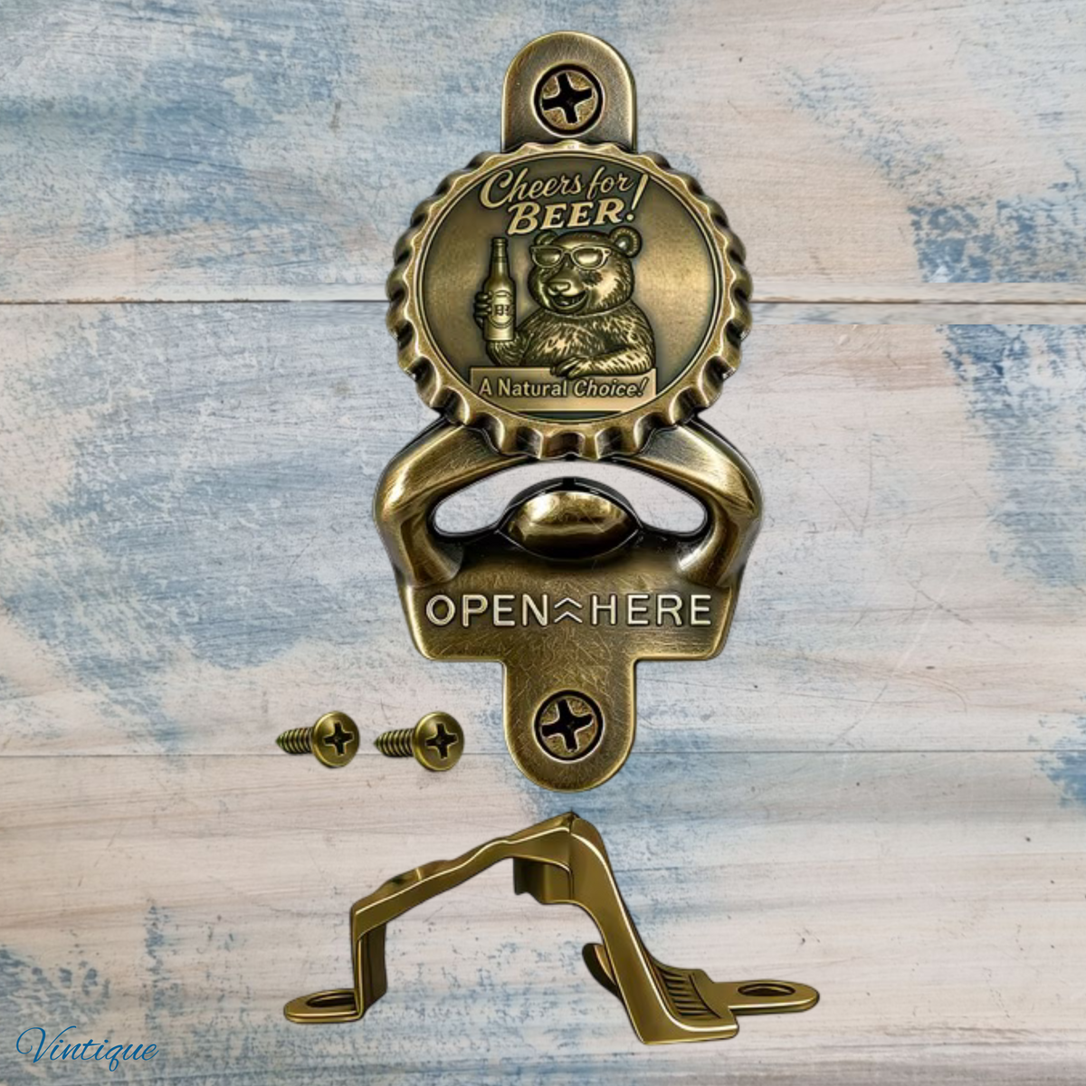 Cheers for Beer- Bronze Wall Mounted Vintage Bottle opener for beer bottles