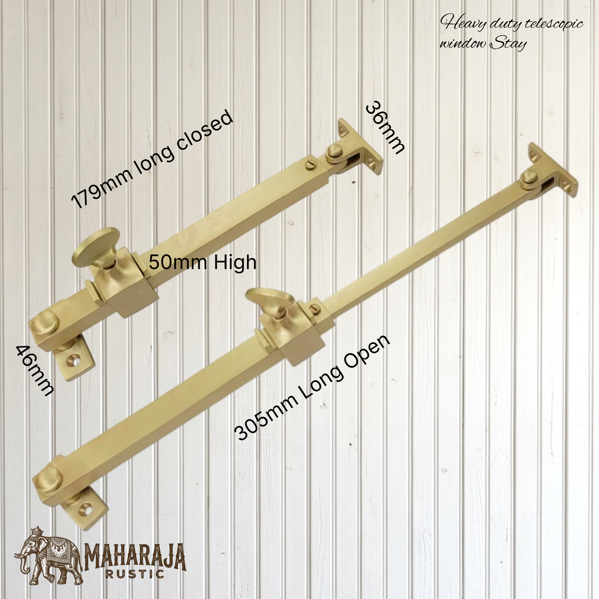 Heavy Duty solid brass telescopic casement window stay 179mm-305mm(5 finishes)