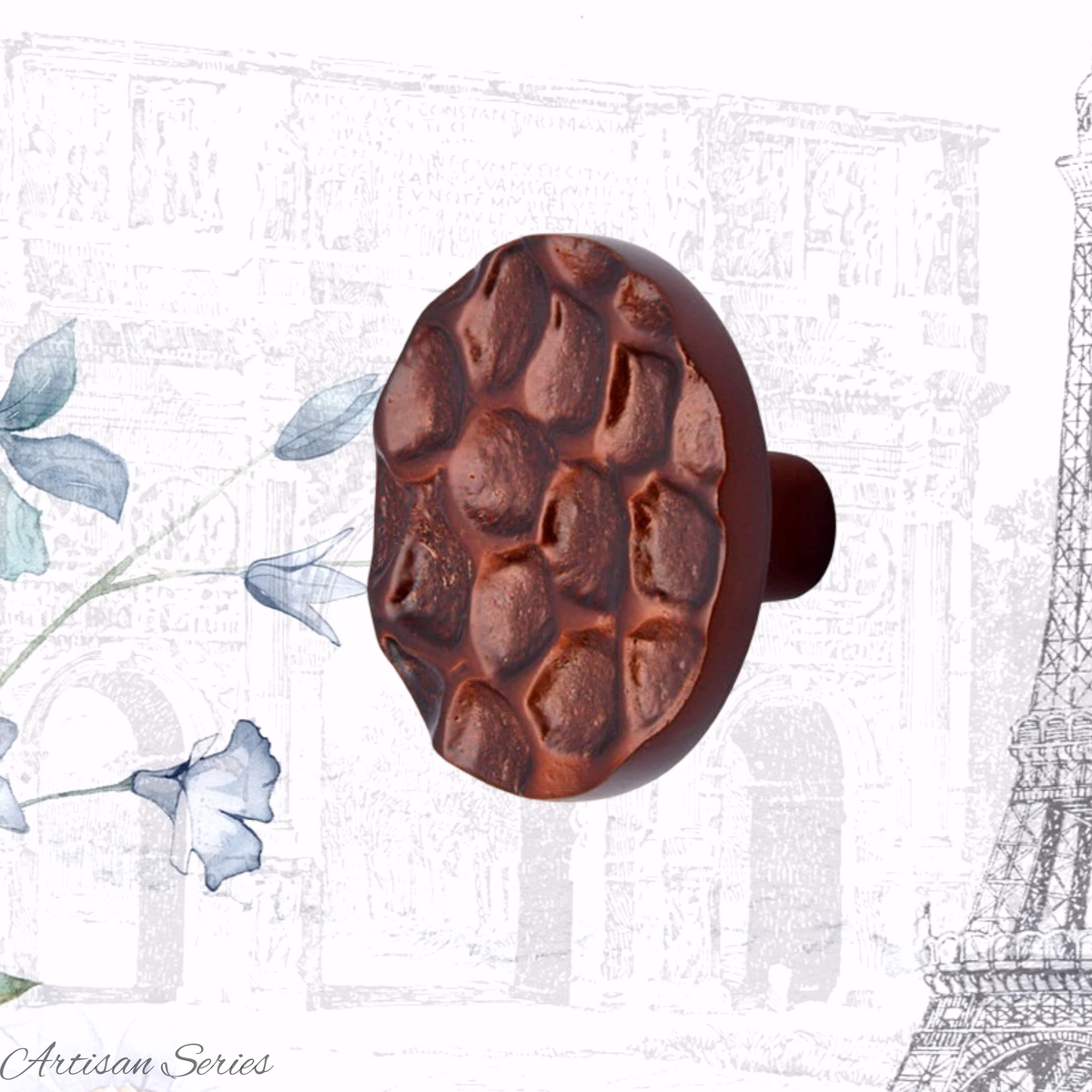 Artisan Silicon bronze Rust Patina textured Cabinet knob 49mm  Dia